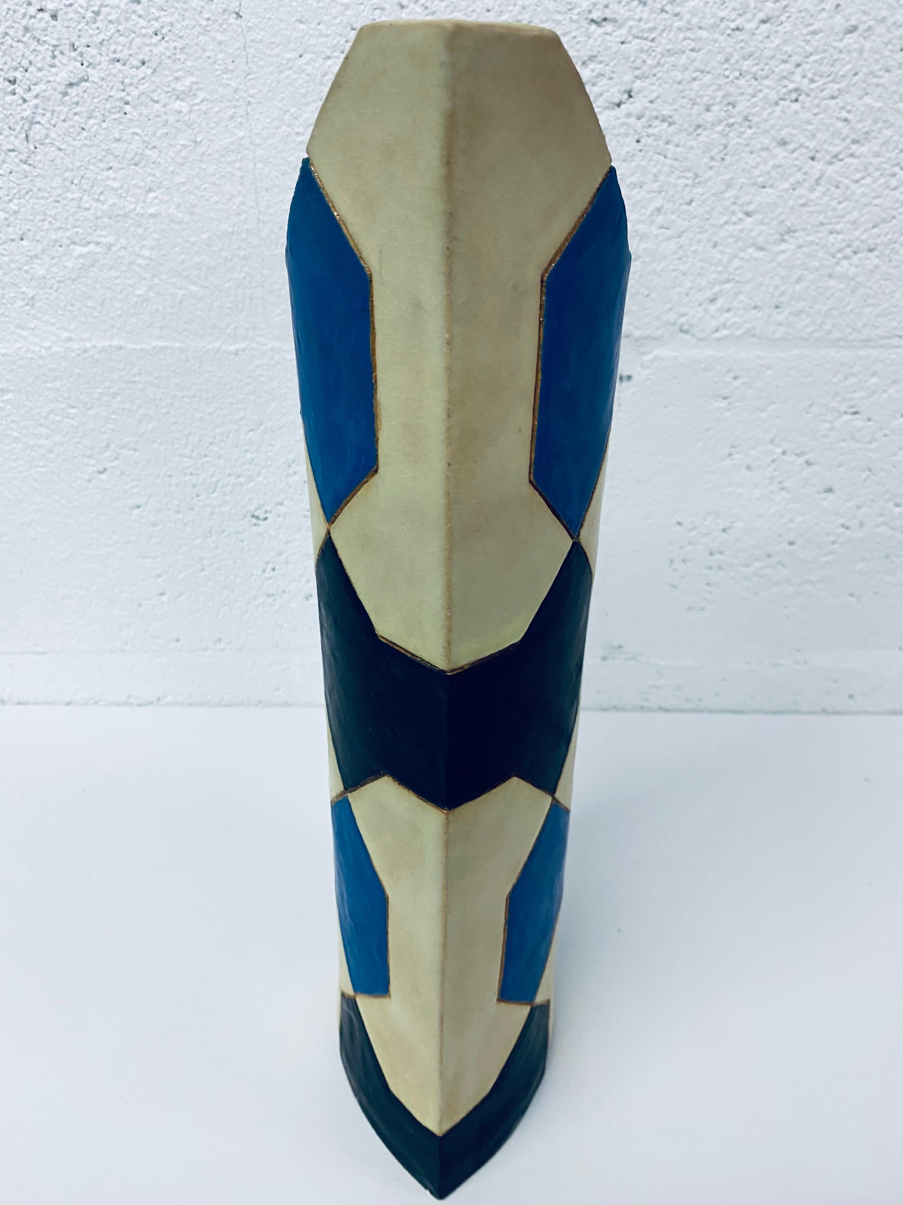 Midcentury Sculptural Geometric Vase Signed by Artist 1