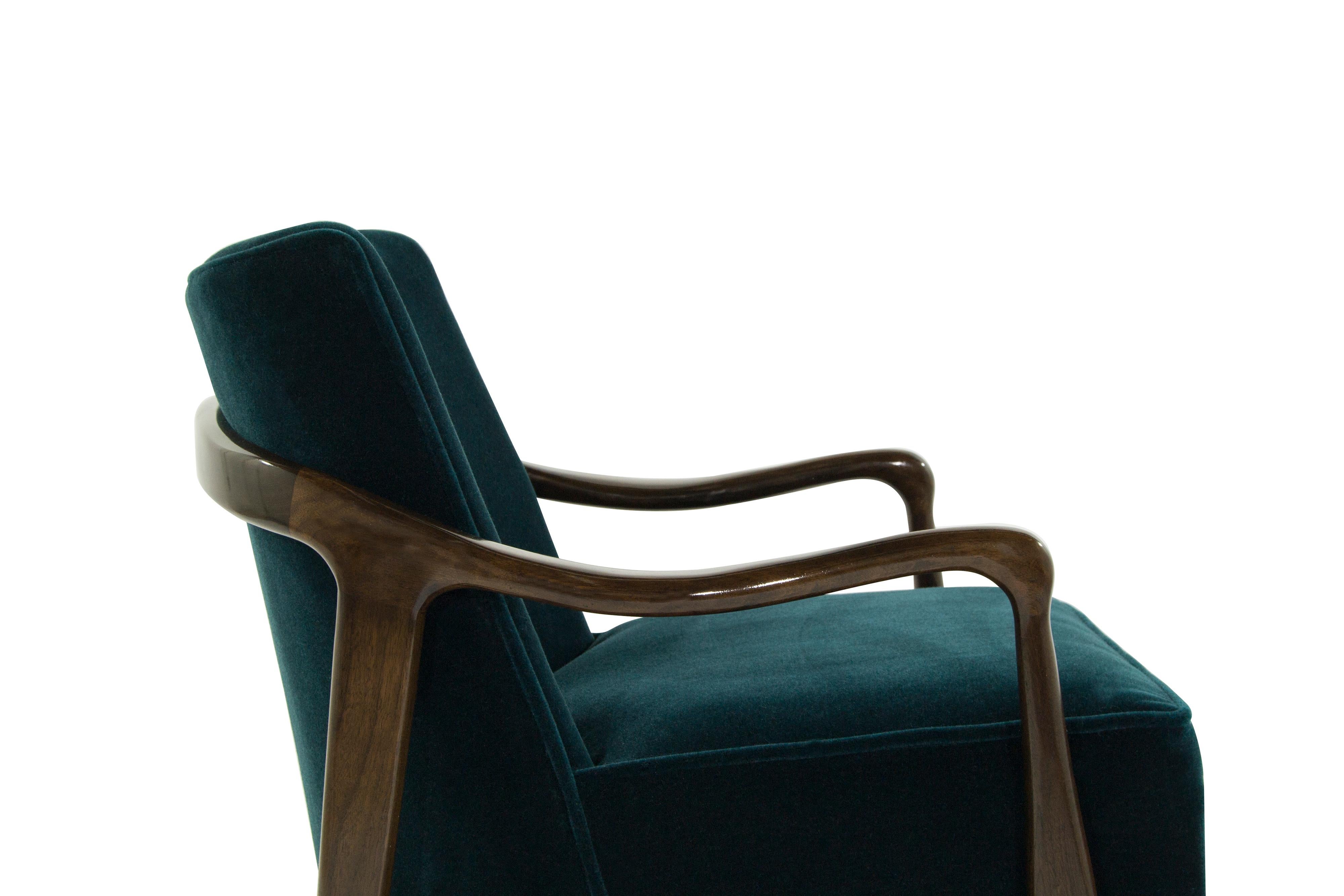 Midcentury Sculptural Gio Ponti Style Walnut Lounge Chairs, 1950s 2