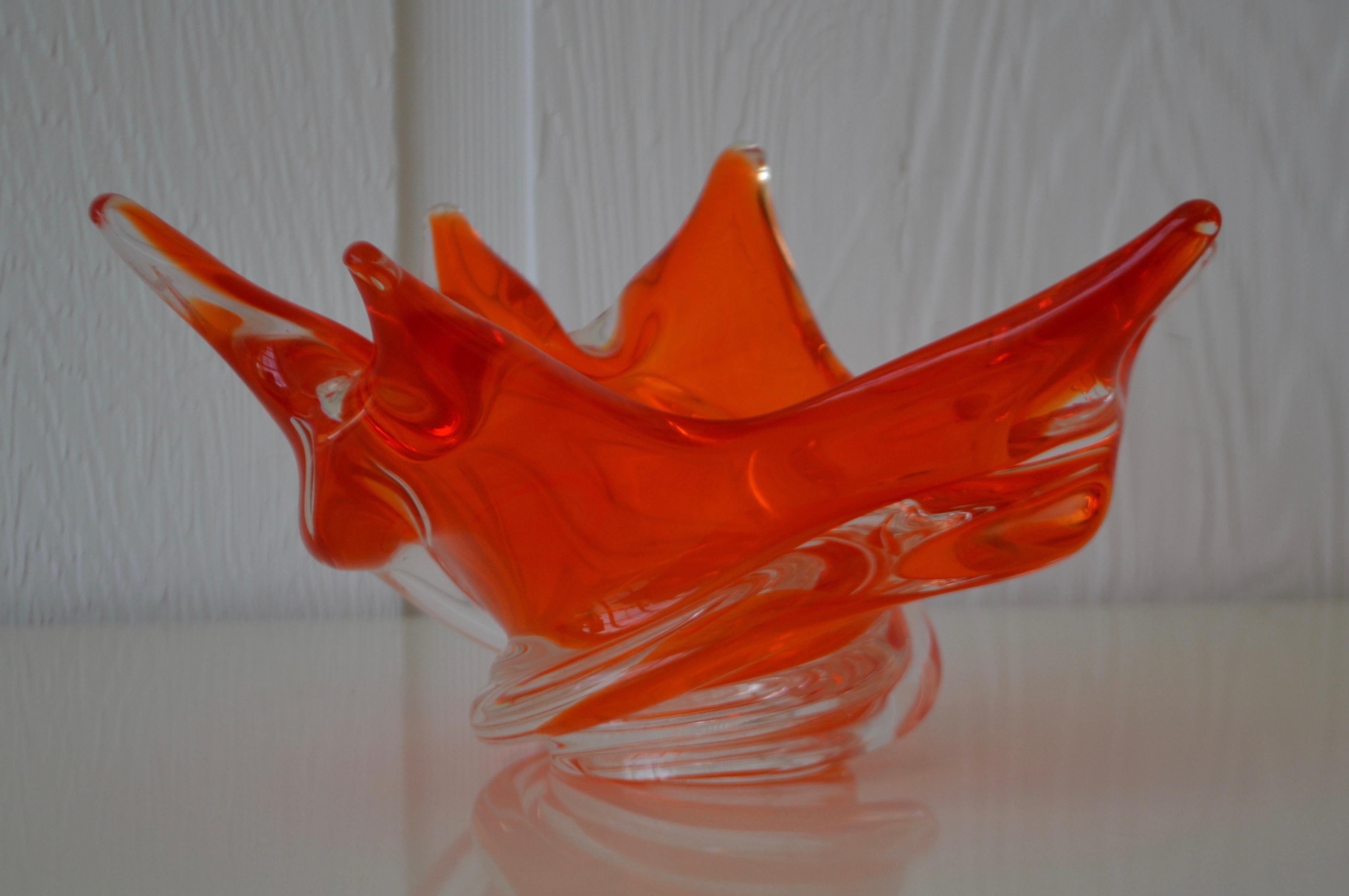 Mid-20th Century Mid-Century Sculptural Hand Blown Glass Bowl For Sale