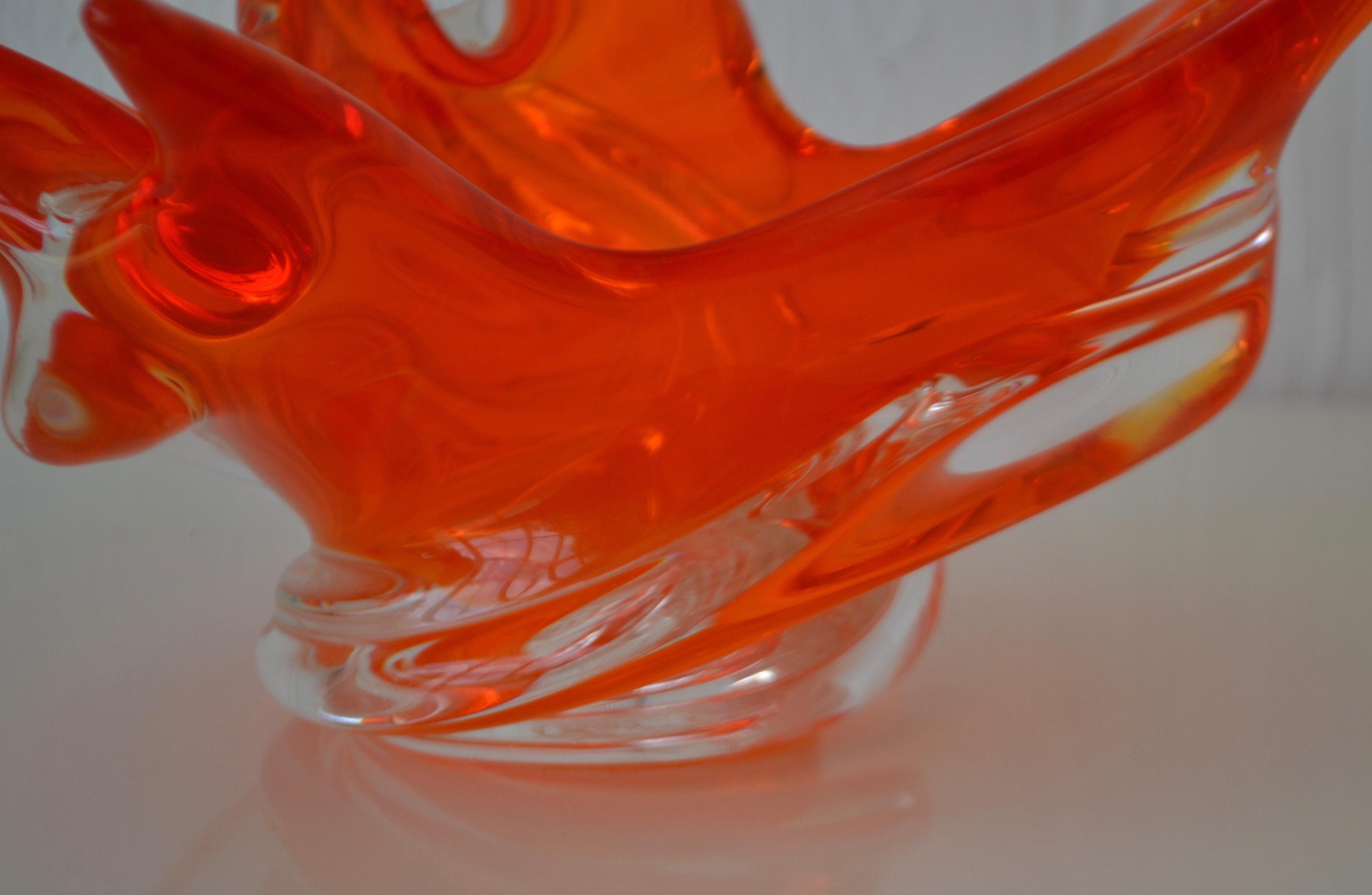 Mid-Century Sculptural Hand Blown Glass Bowl For Sale 2