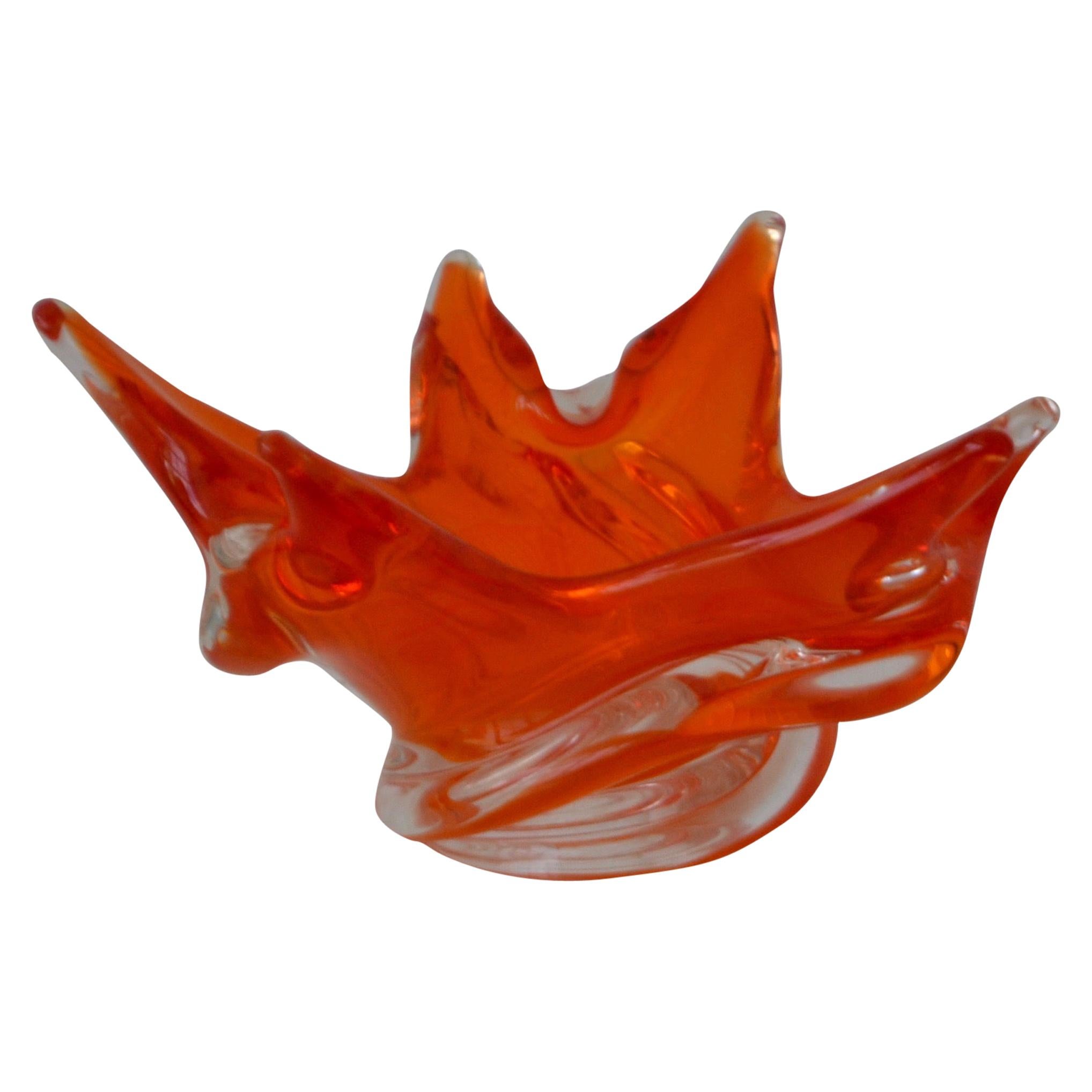 Mid-Century Sculptural Hand Blown Glass Bowl For Sale