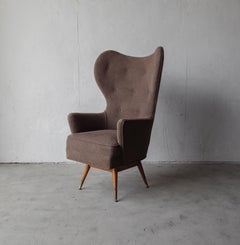 Sedia girevole con schienale alto scultorea del Midcentury