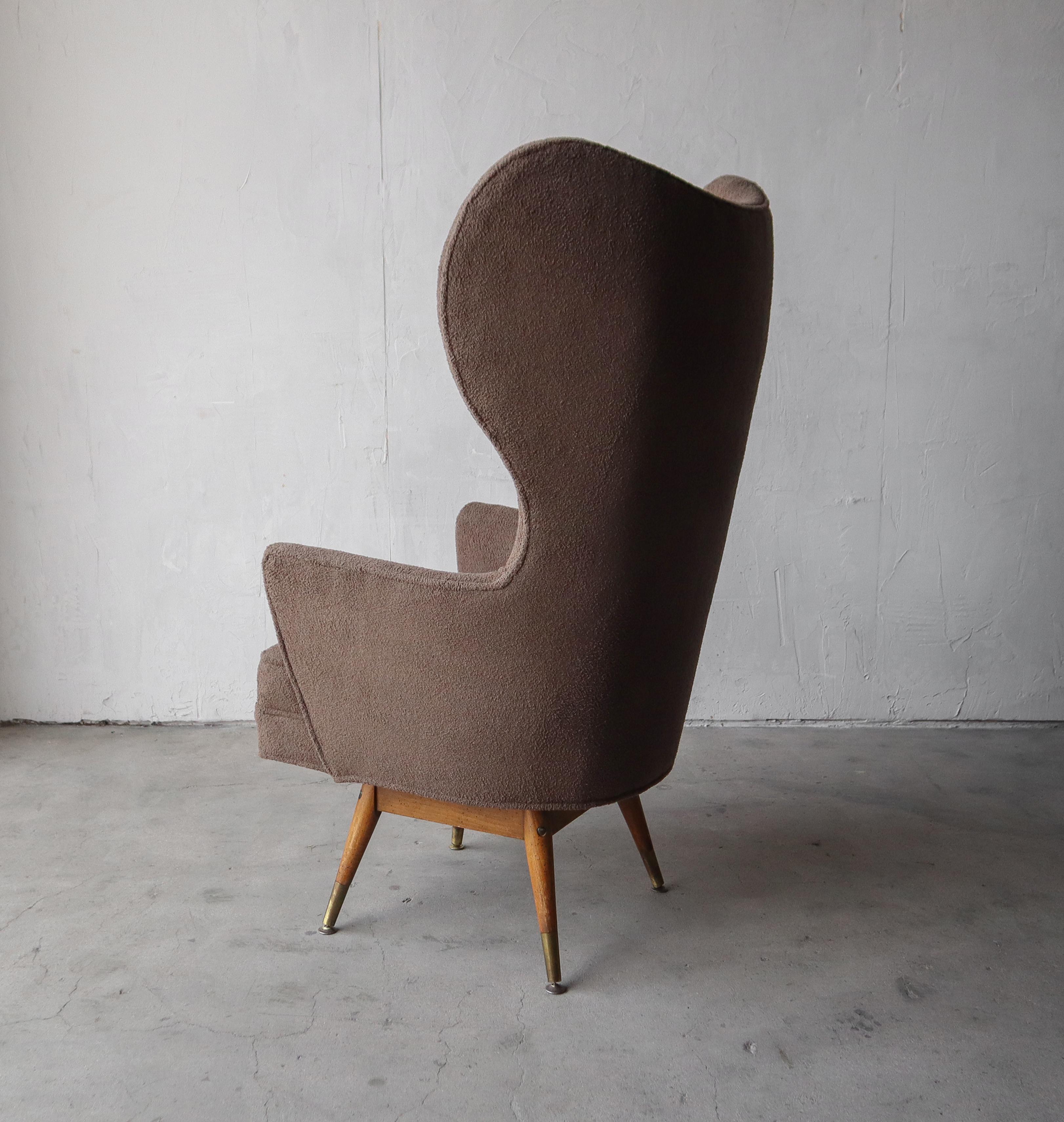 20th Century Midcentury Sculptural High Back Swivel Chair For Sale