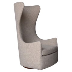 Mid Century Sculptural High Back Swivel Chair