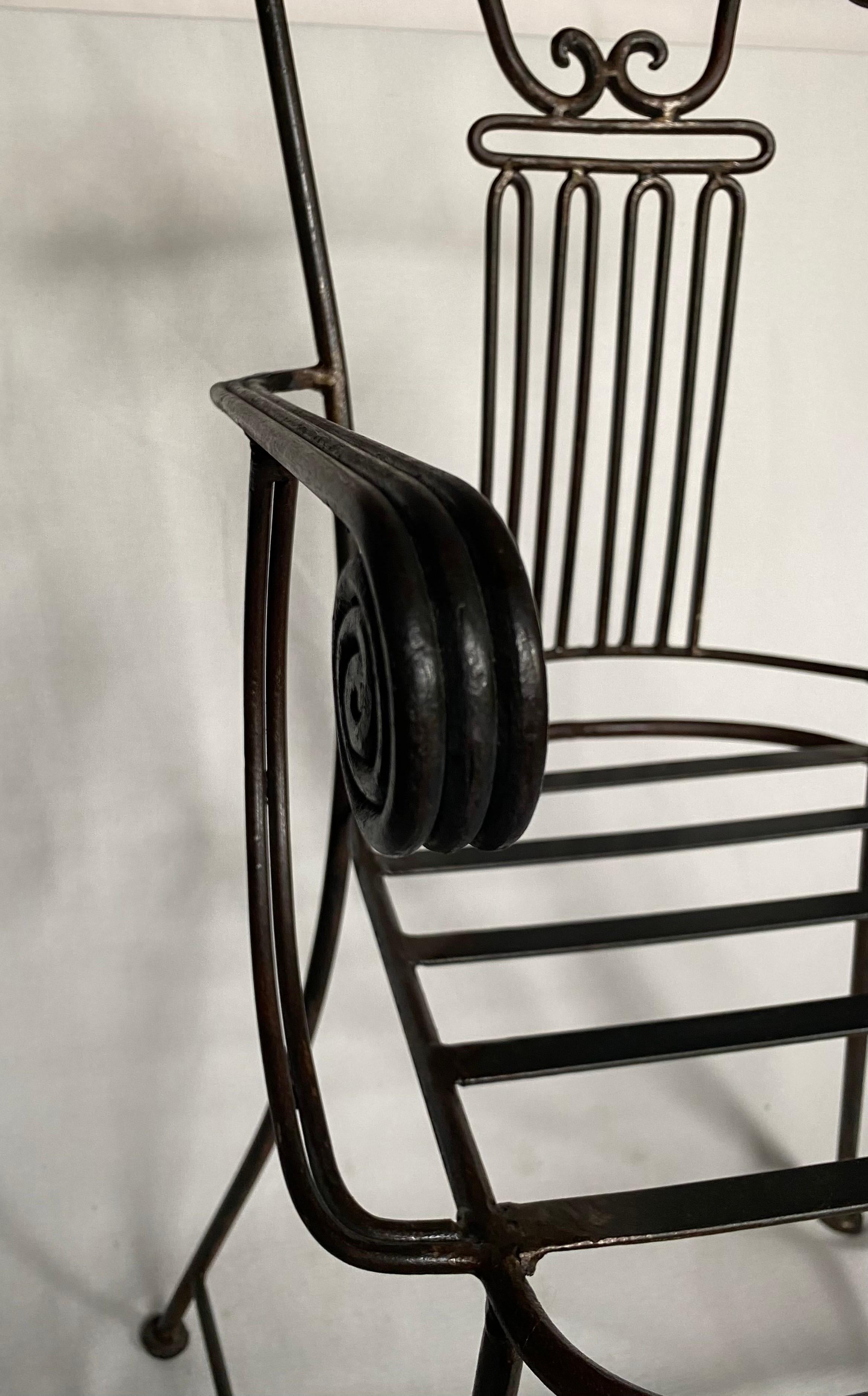 Mid Century Sculptural Neoclassical Style Iron Column Side or Accent Chair  For Sale 7