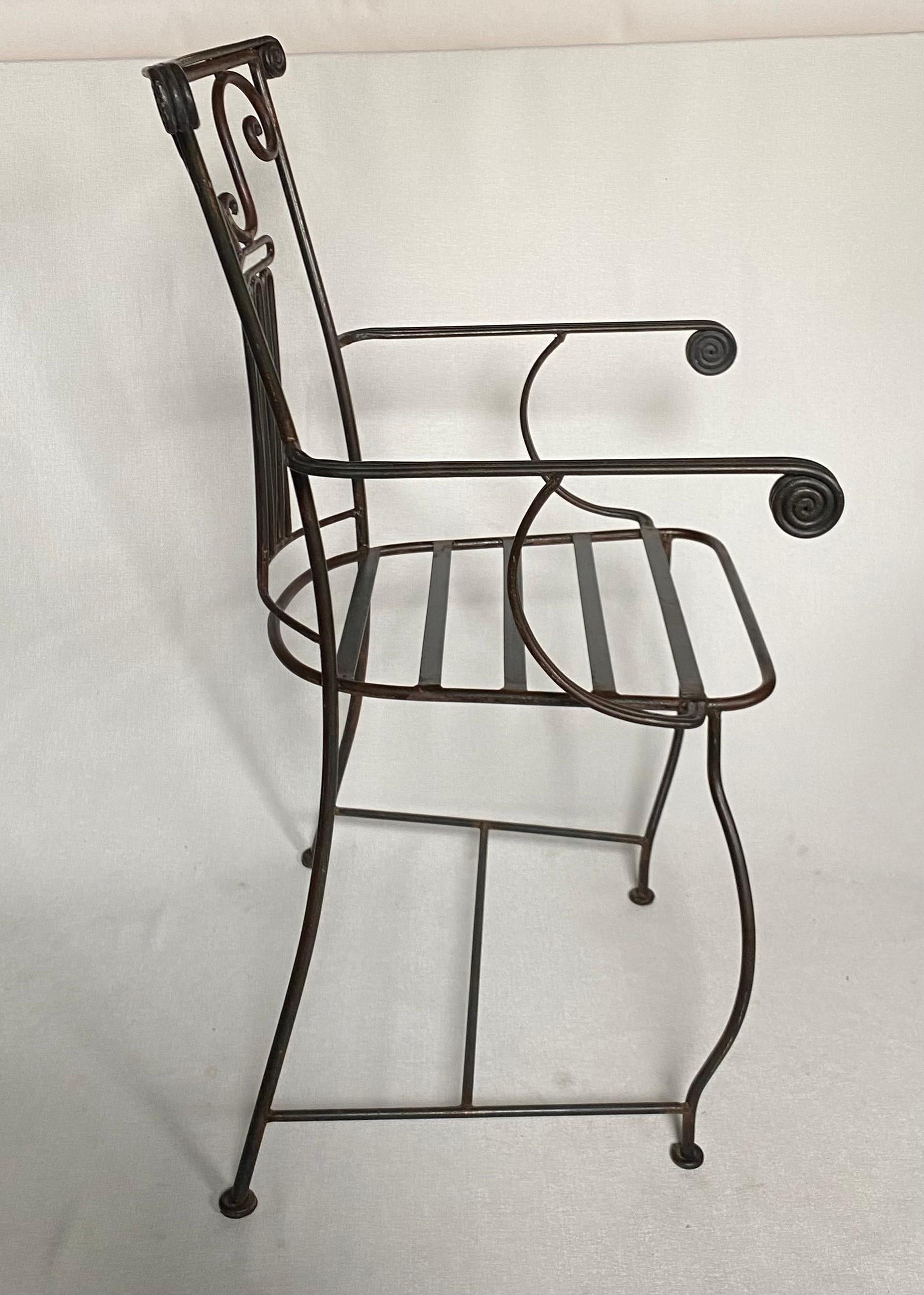 Classical Roman Mid Century Sculptural Neoclassical Style Iron Column Side or Accent Chair  For Sale