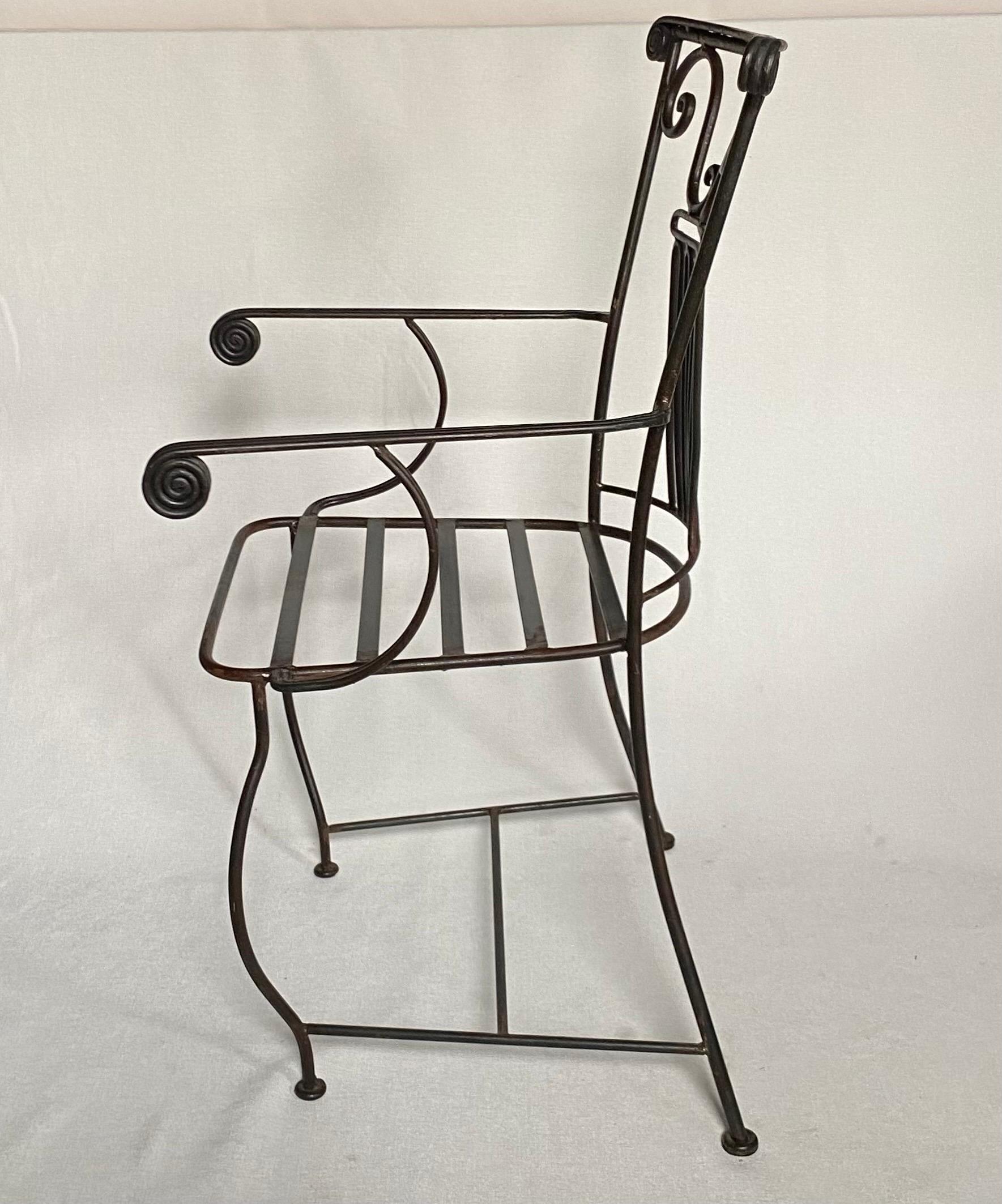 Mid Century Sculptural Neoclassical Style Iron Column Side or Accent Chair  In Good Condition For Sale In Lambertville, NJ