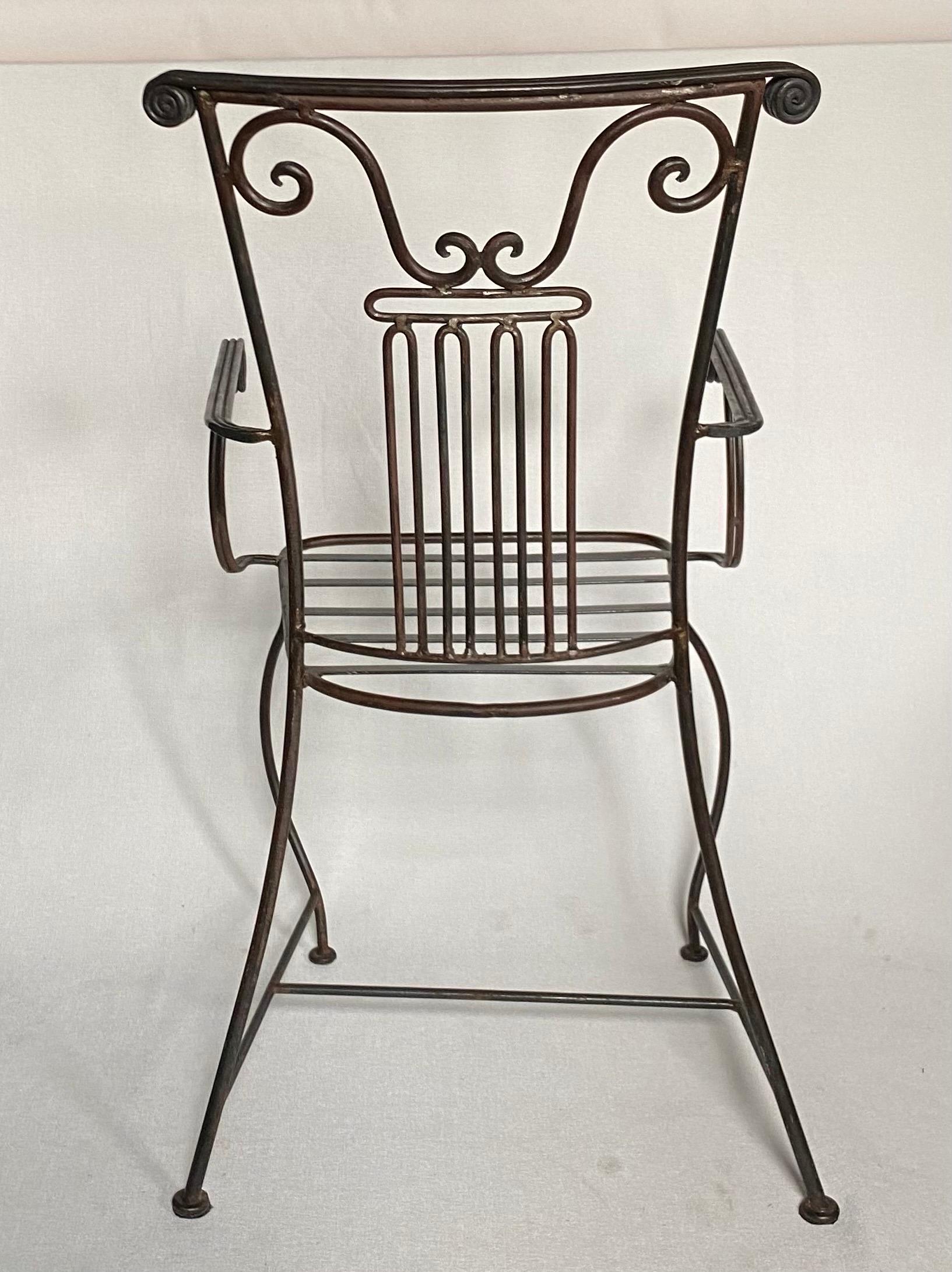 Late 20th Century Mid Century Sculptural Neoclassical Style Iron Column Side or Accent Chair  For Sale