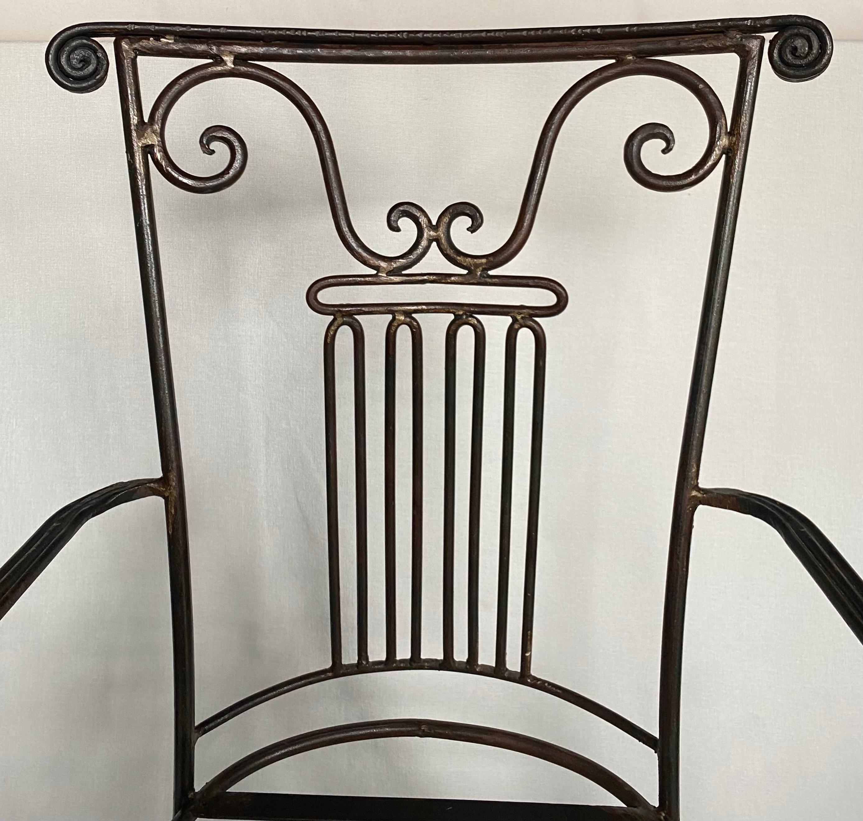 Metal Mid Century Sculptural Neoclassical Style Iron Column Side or Accent Chair  For Sale