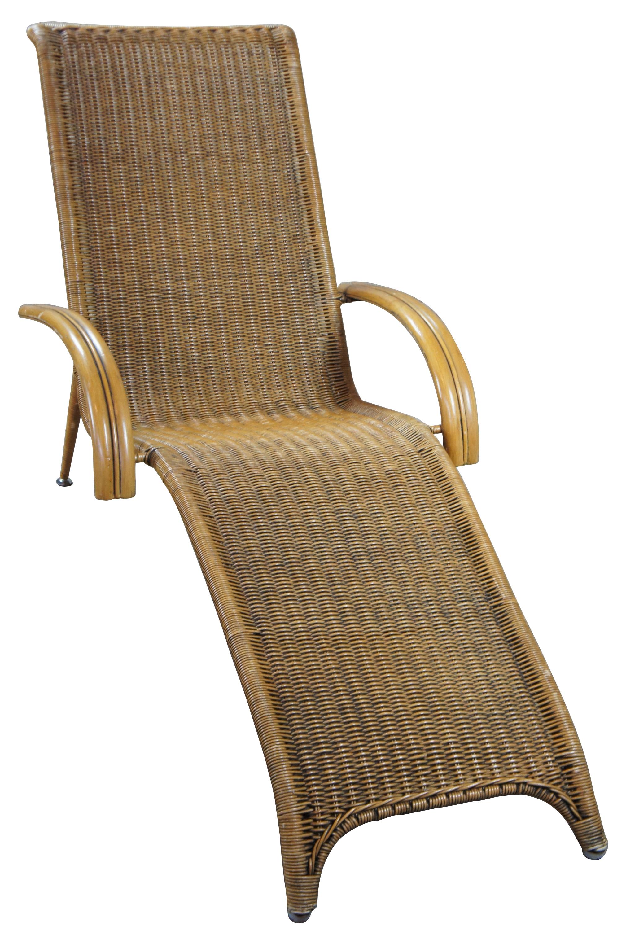 Mid-Century Modern Bauhaus Italian cane and bamboo chaise lounge chair. The perfect fit to a Minimalist or boho chic inspired space.
  