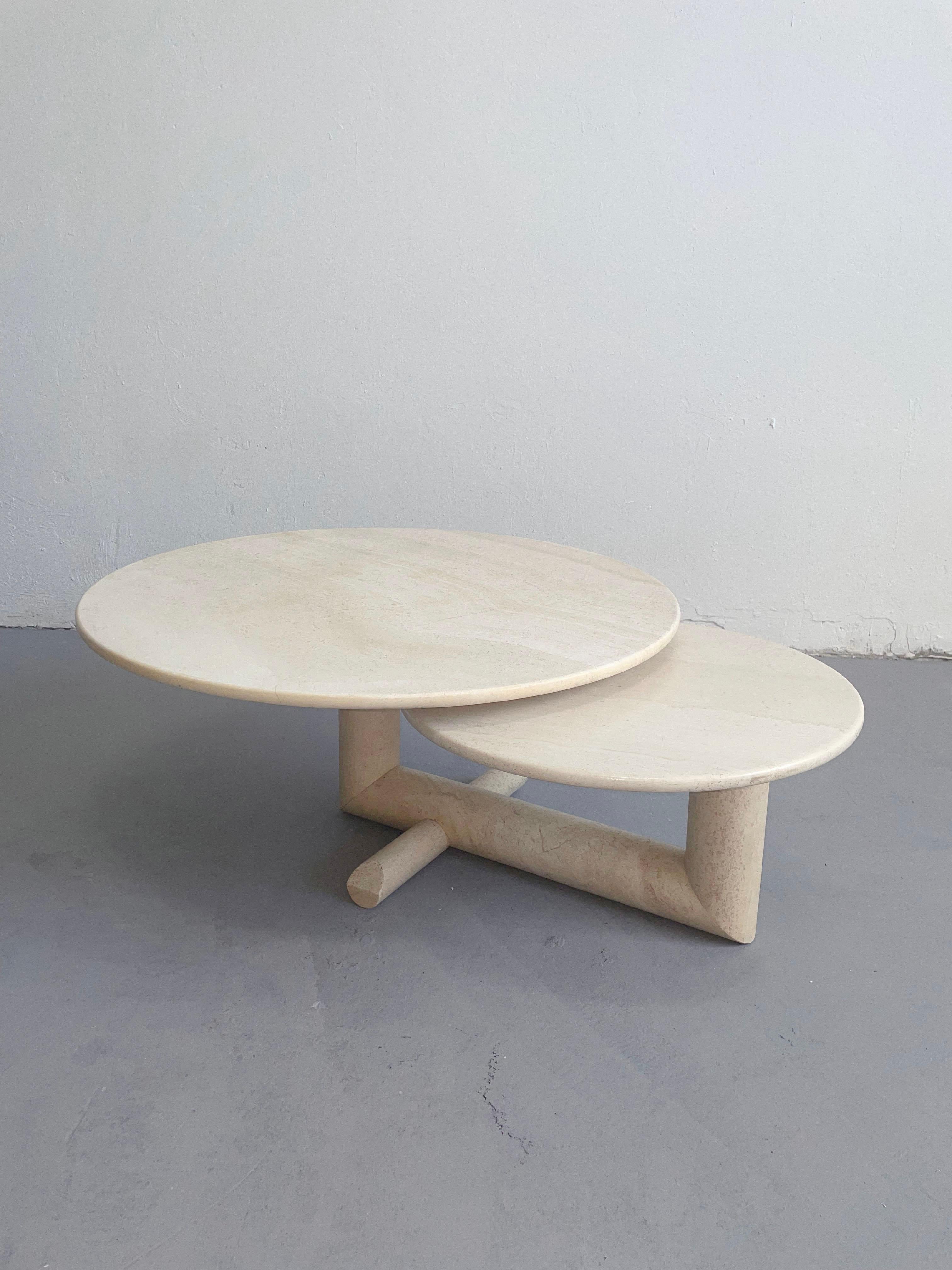 Mid-Century Modern Mid-Century Sculptural Italian Travertine Coffee Table, Minimalist Design, 1980s