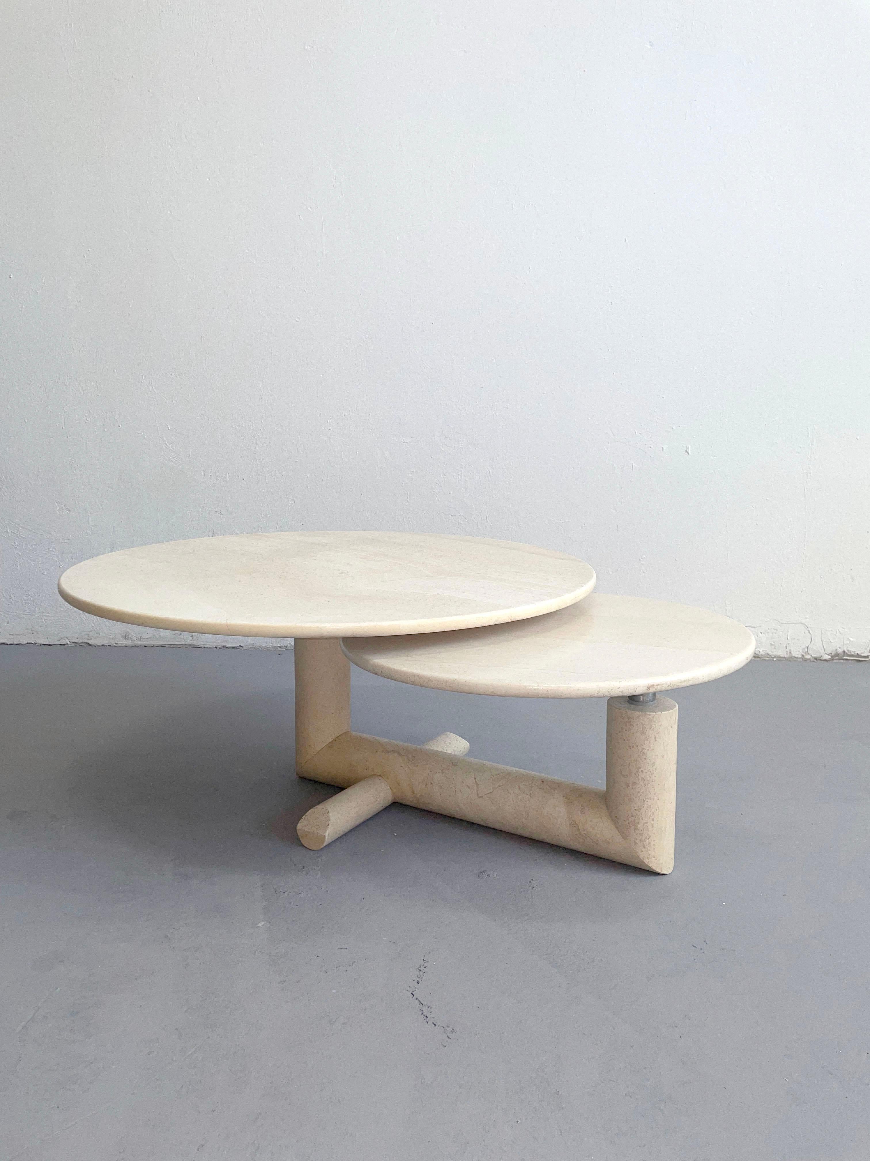 Hand-Crafted Mid-Century Sculptural Italian Travertine Coffee Table, Minimalist Design, 1980s