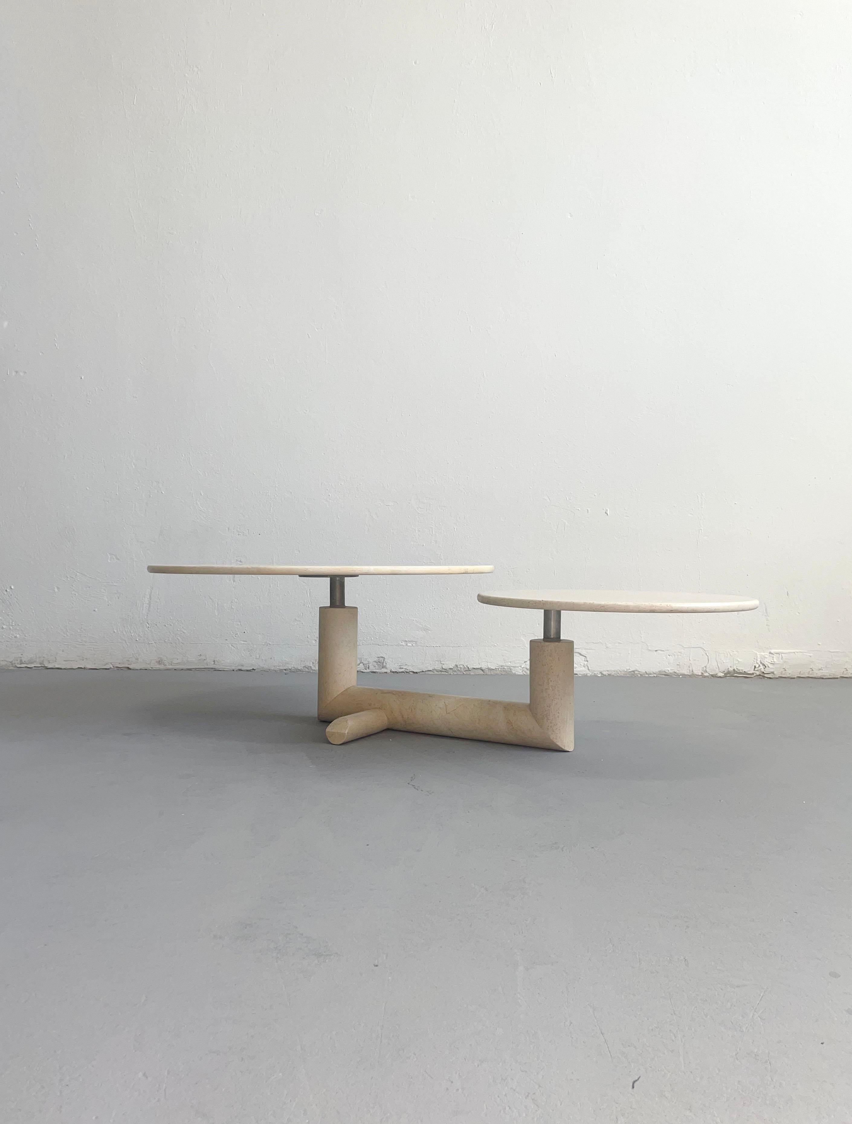 Mid-Century Sculptural Italian Travertine Coffee Table, Minimalist Design, 1980s 1