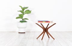 Midcentury Sculptural Jax Side Table with Marble Top