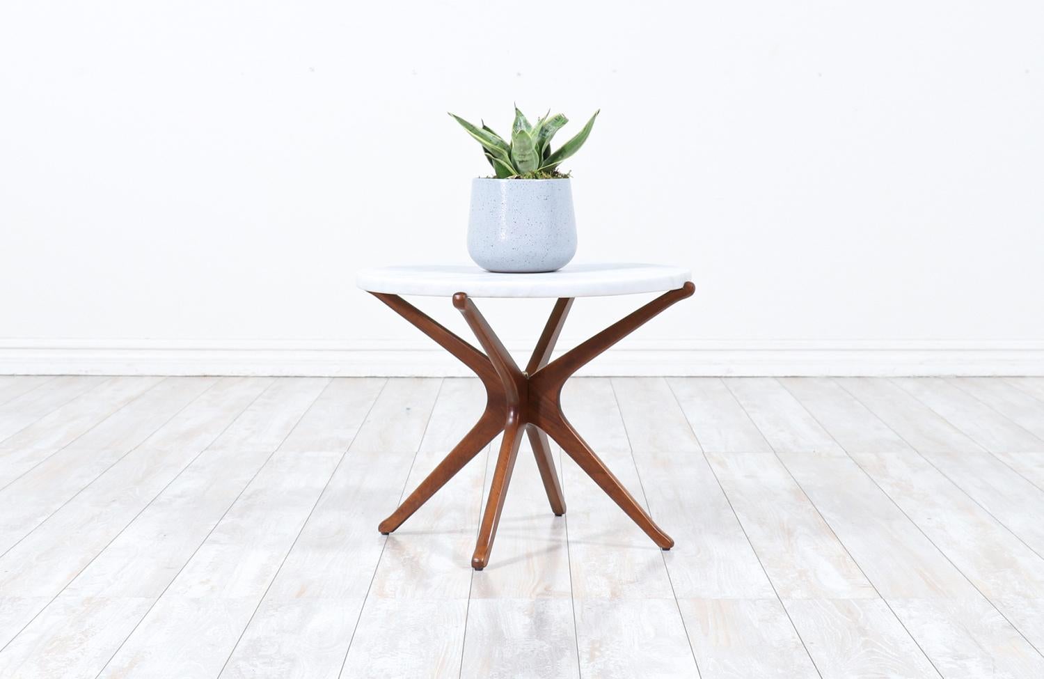 Mid-Century Modern Mid-Century Sculptural Jax Side Table with Marble Top