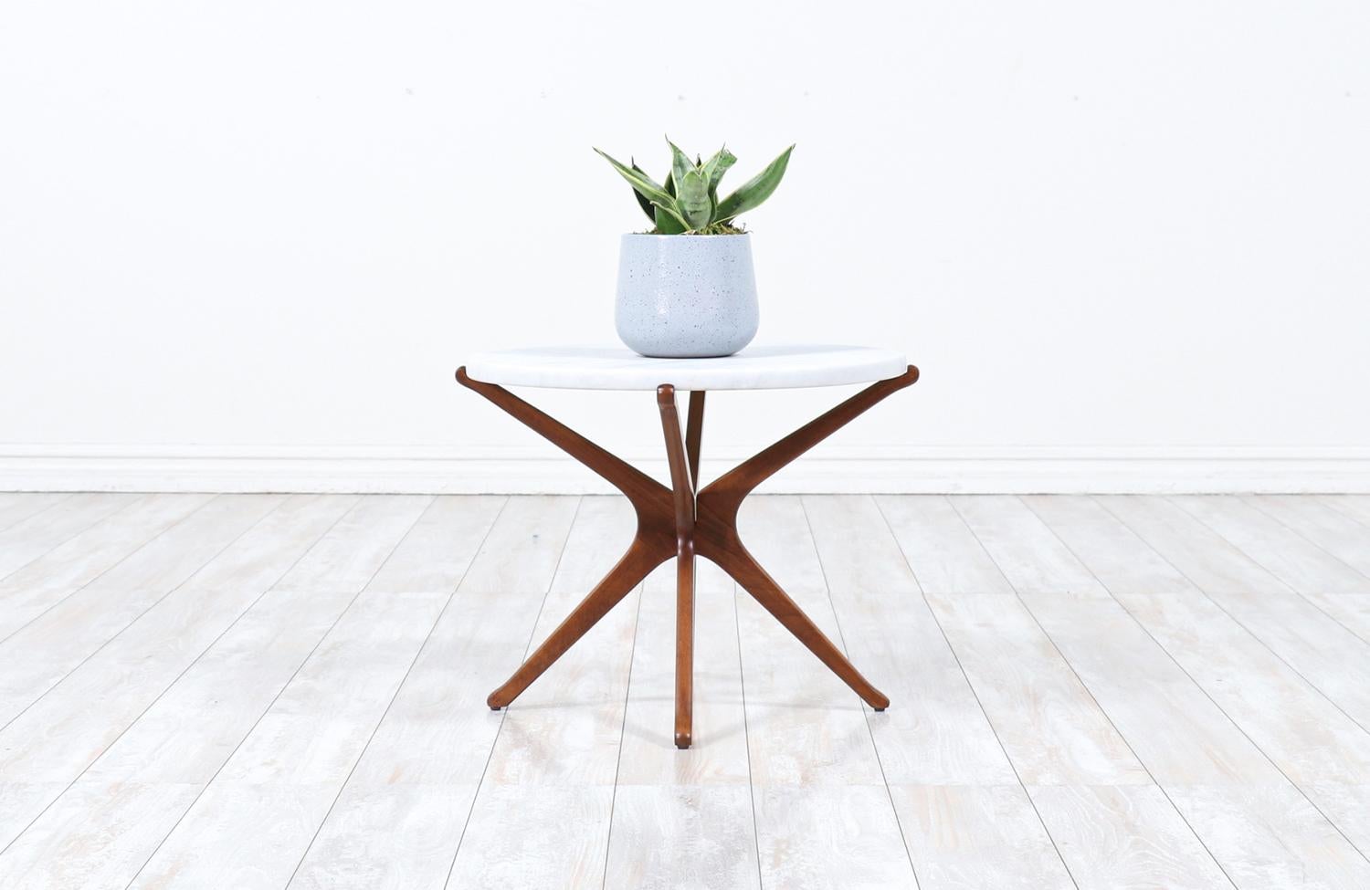 Italian Mid-Century Sculptural Jax Side Table with Marble Top