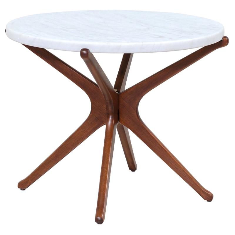 Mid-Century Sculptural Jax Side Table with Marble Top