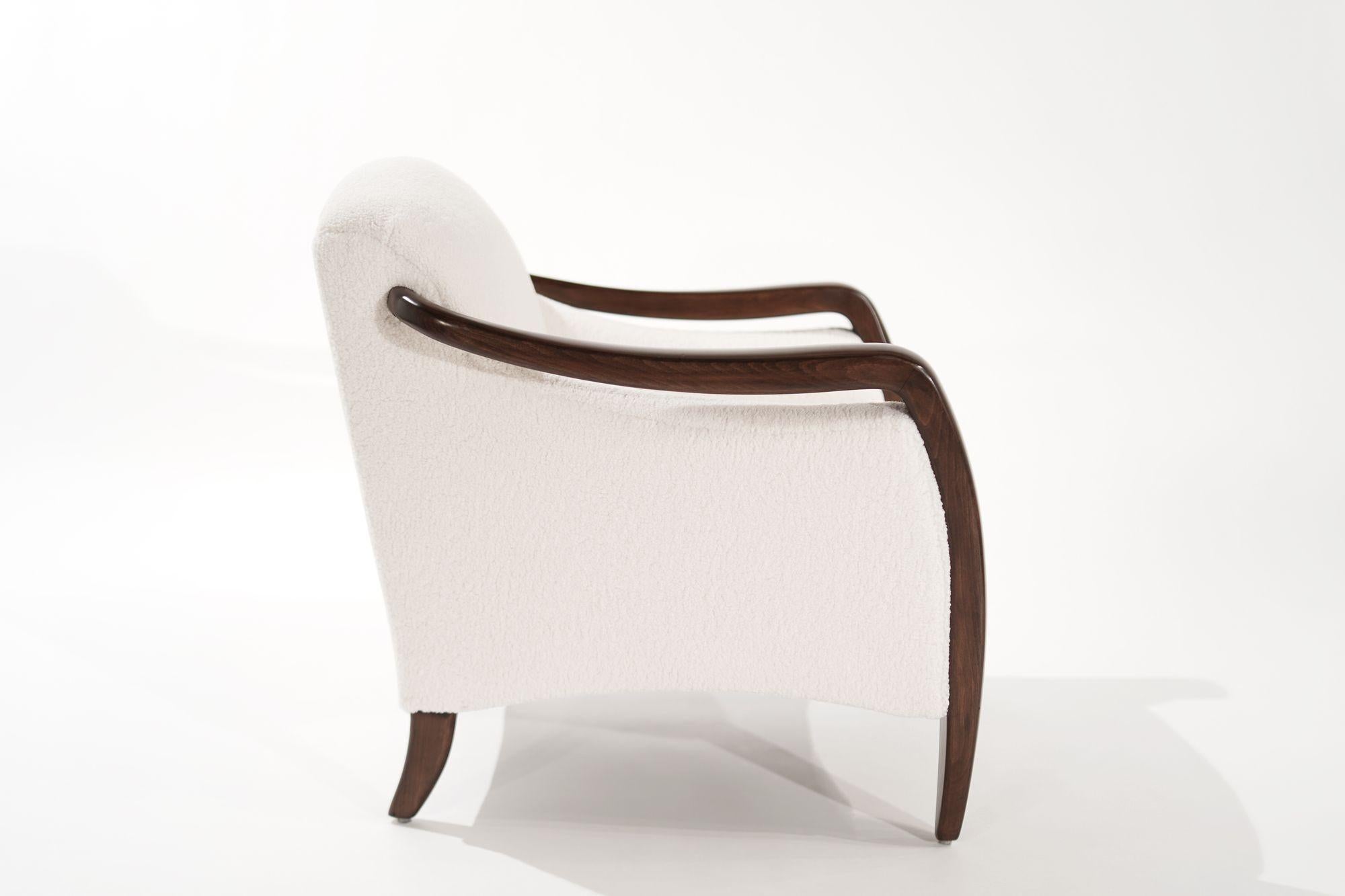 Bouclé Mid-Century Sculptural Lounge Chair and Ottoman