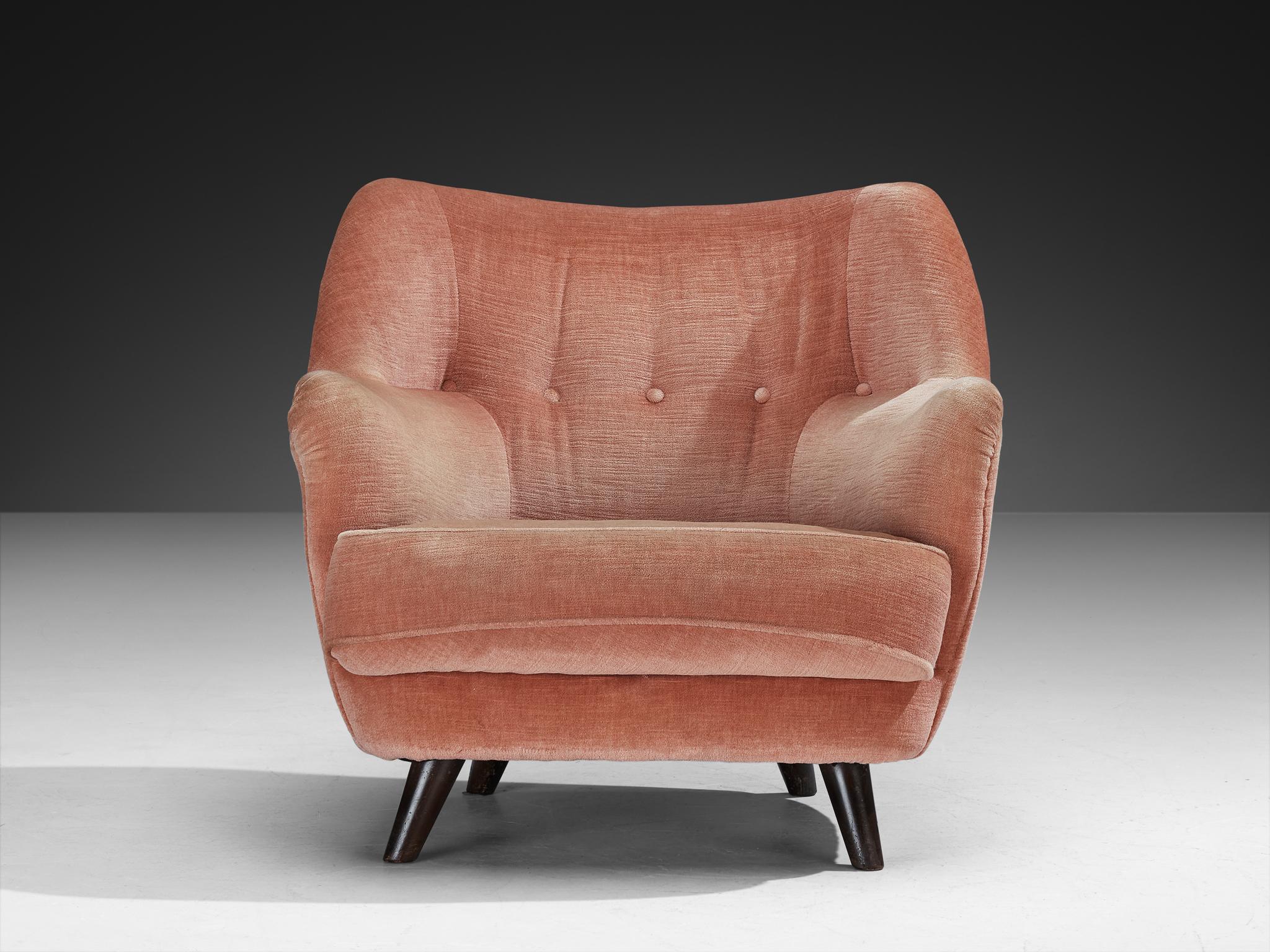 Silla de salón escultural de mediados de siglo con reposabrazos integrados en Bueno estado para la venta en Waalwijk, NL