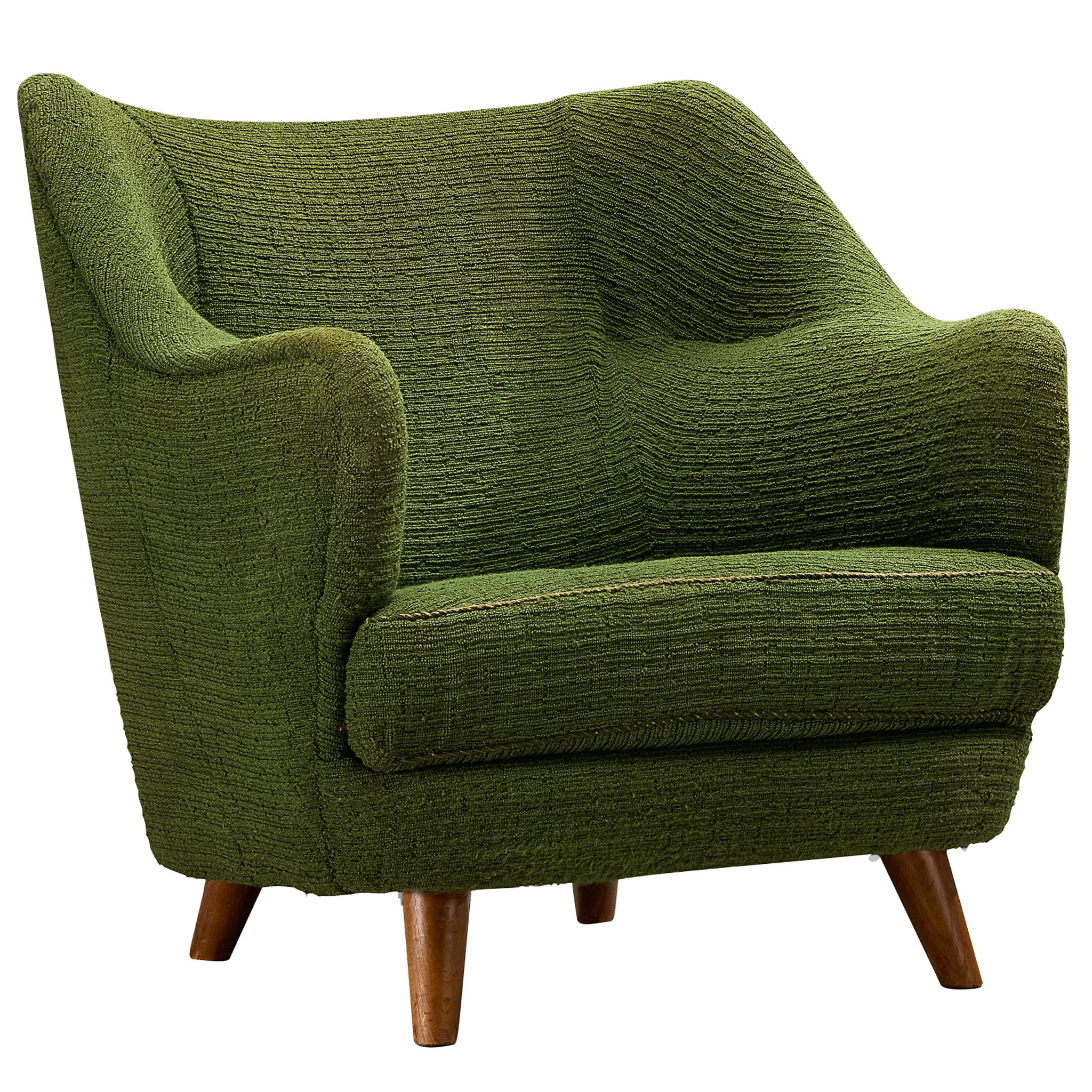 Skulpturaler Loungesessel aus der Mitte des Jahrhunderts mit integrierten Armlehnen