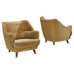 Mid-century Sculptural Lounge Chairs with Integrated Armrests