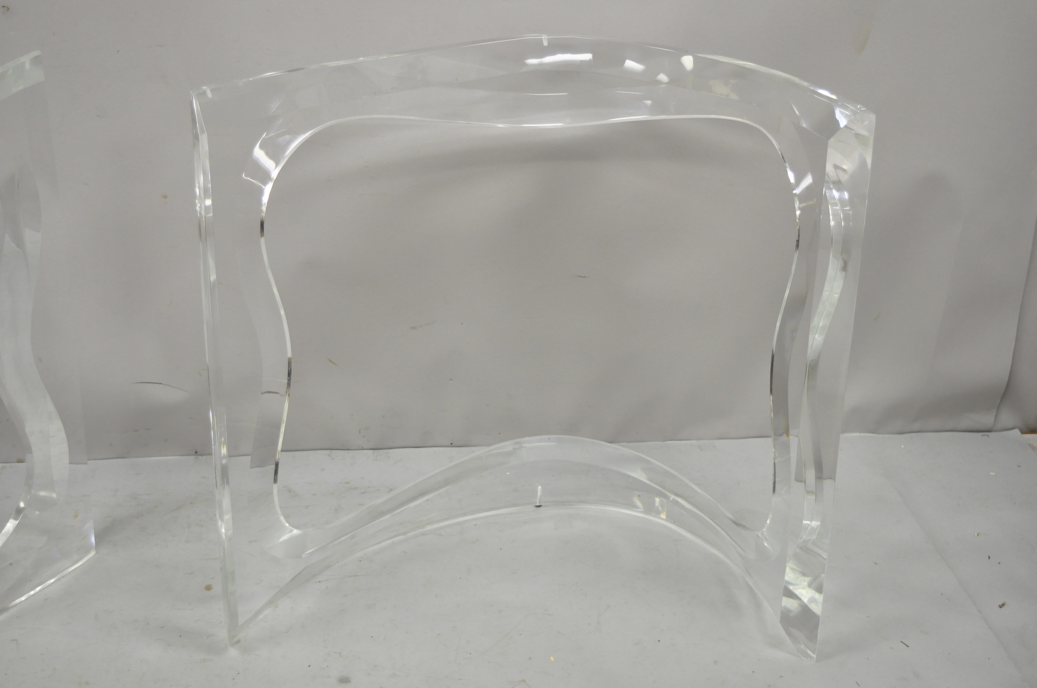 Mid Century Sculptural Lucite Double Pedestal Dining Desk Table Bases, a Pair For Sale 4