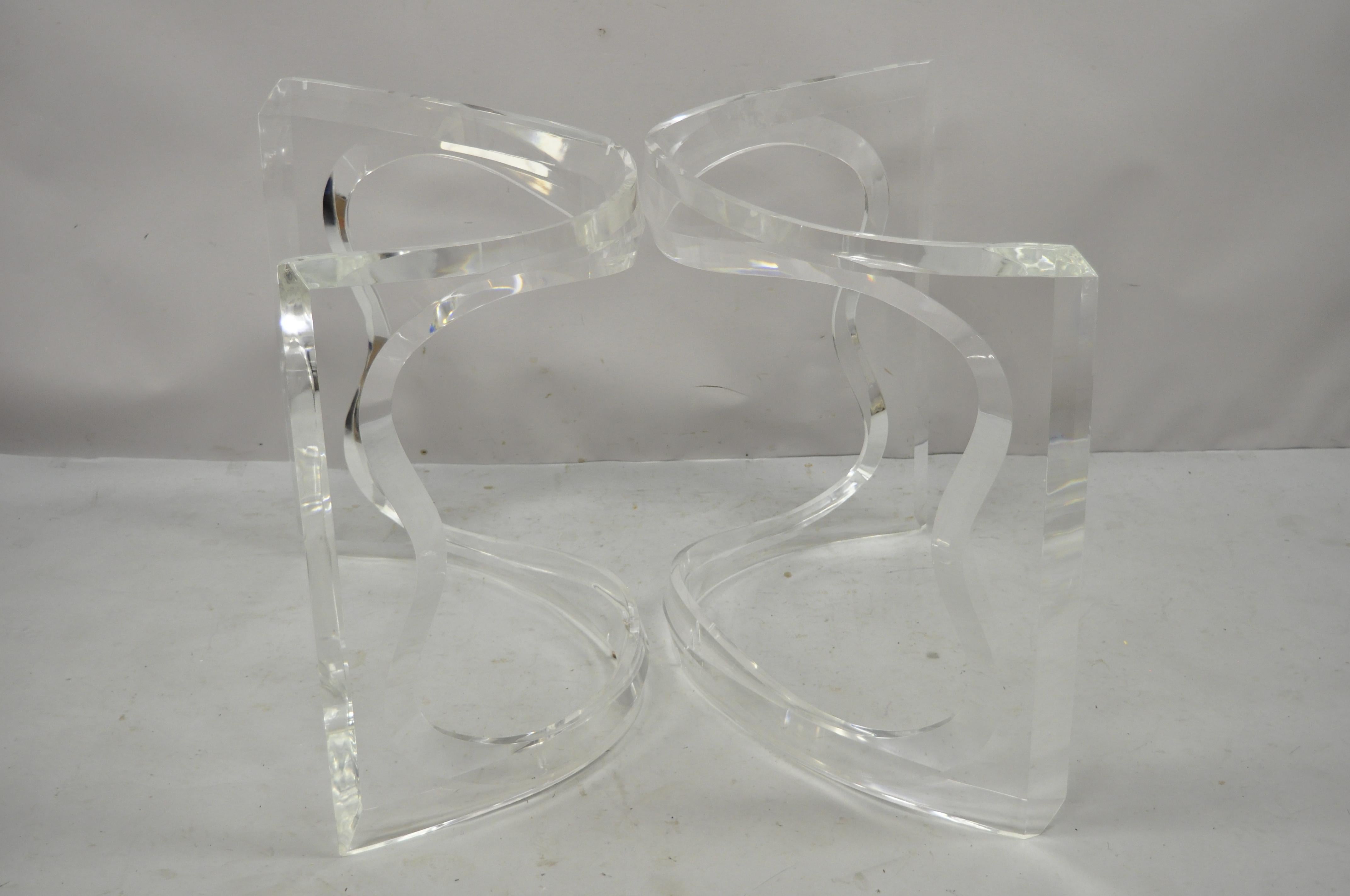 Mid Century Sculptural Lucite Double Pedestal Dining Desk Table Bases, a Pair For Sale 6