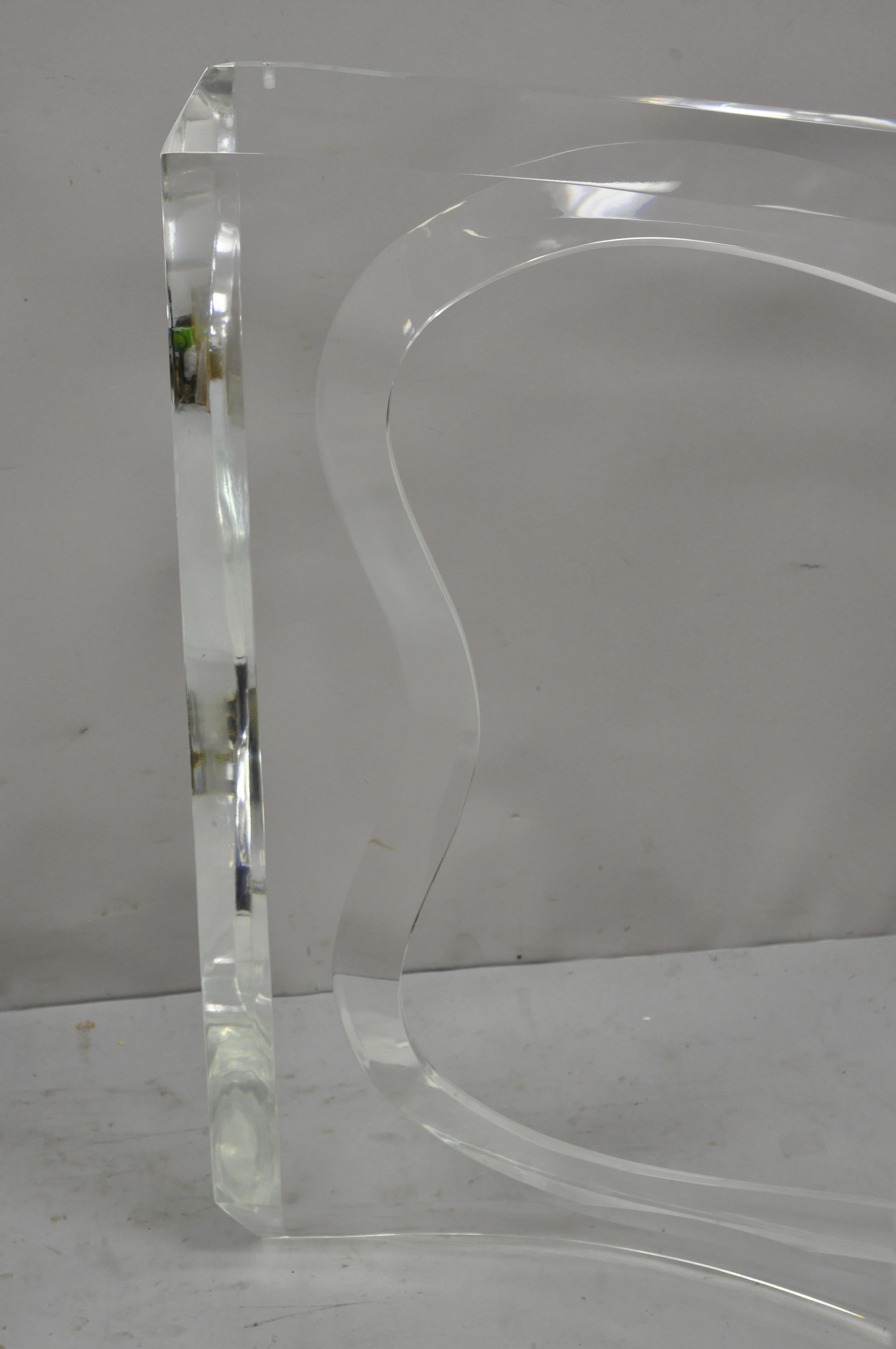 Mid Century Sculptural Lucite Double Pedestal Dining Desk Table Bases, a Pair In Good Condition For Sale In Philadelphia, PA