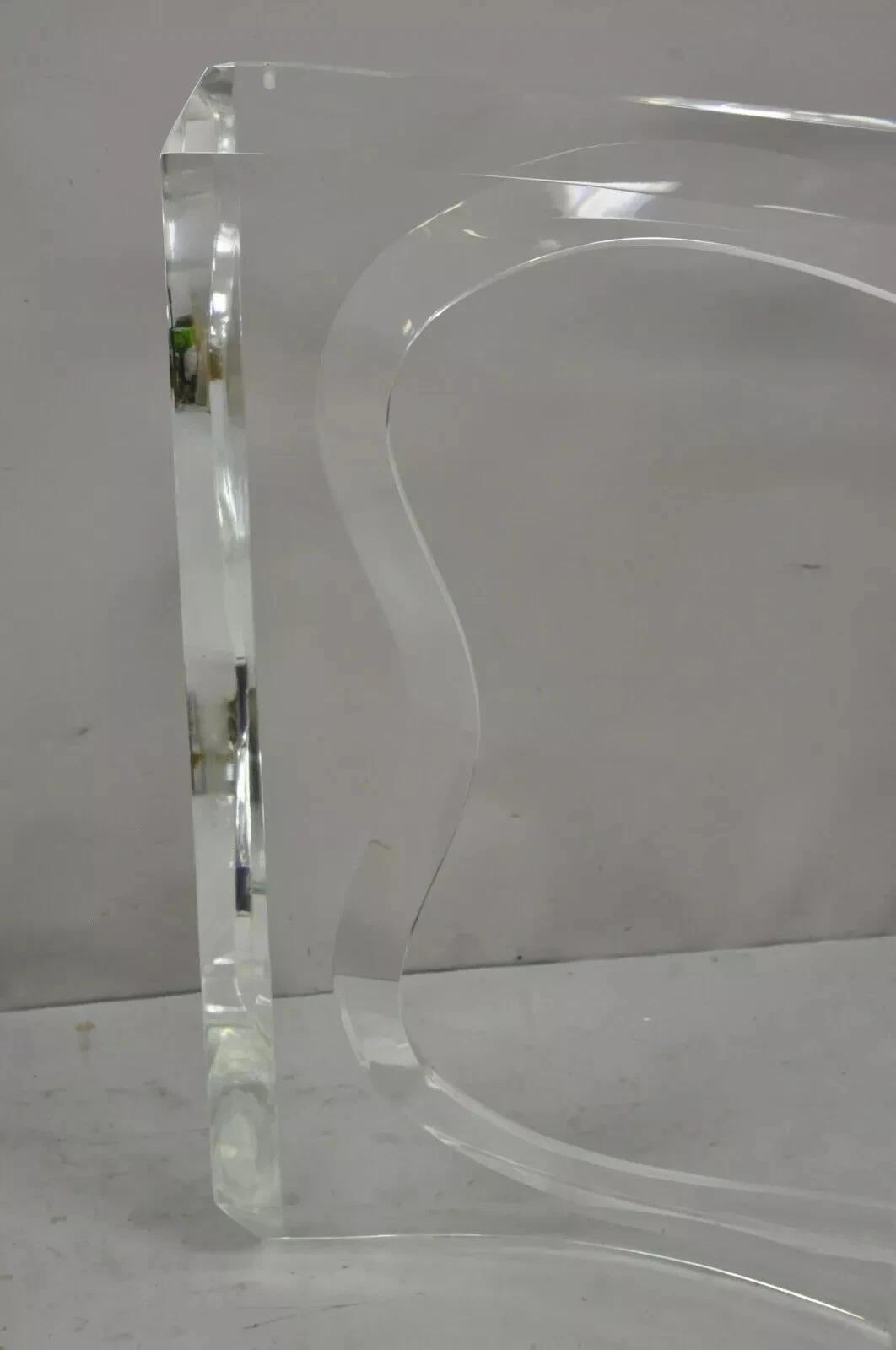 Pareja de bases de mesa de comedor de doble pedestal de lucita escultórica de mediados de siglo en Bueno estado para la venta en Philadelphia, PA