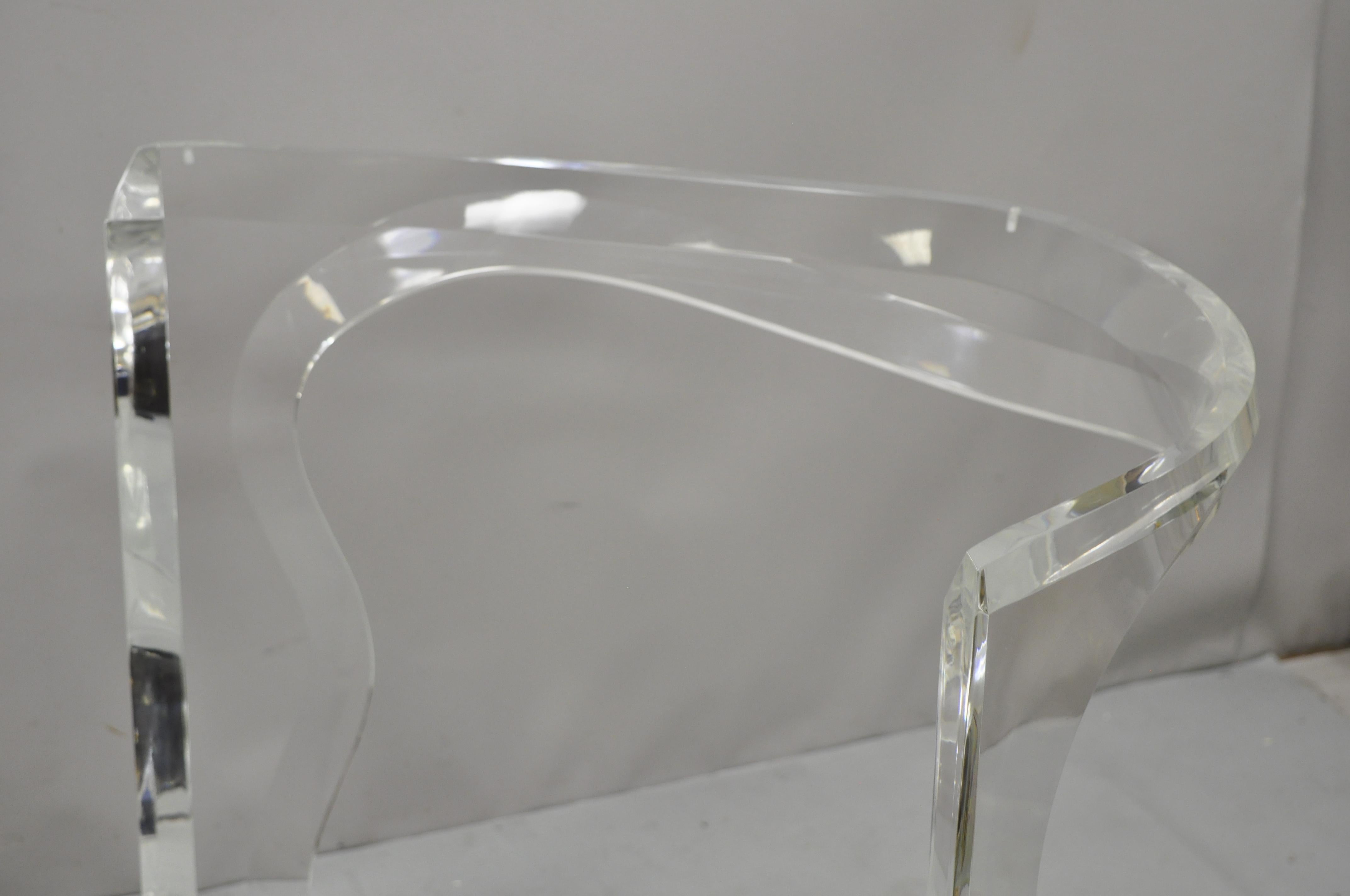 Late 20th Century Mid Century Sculptural Lucite Double Pedestal Dining Desk Table Bases, a Pair For Sale