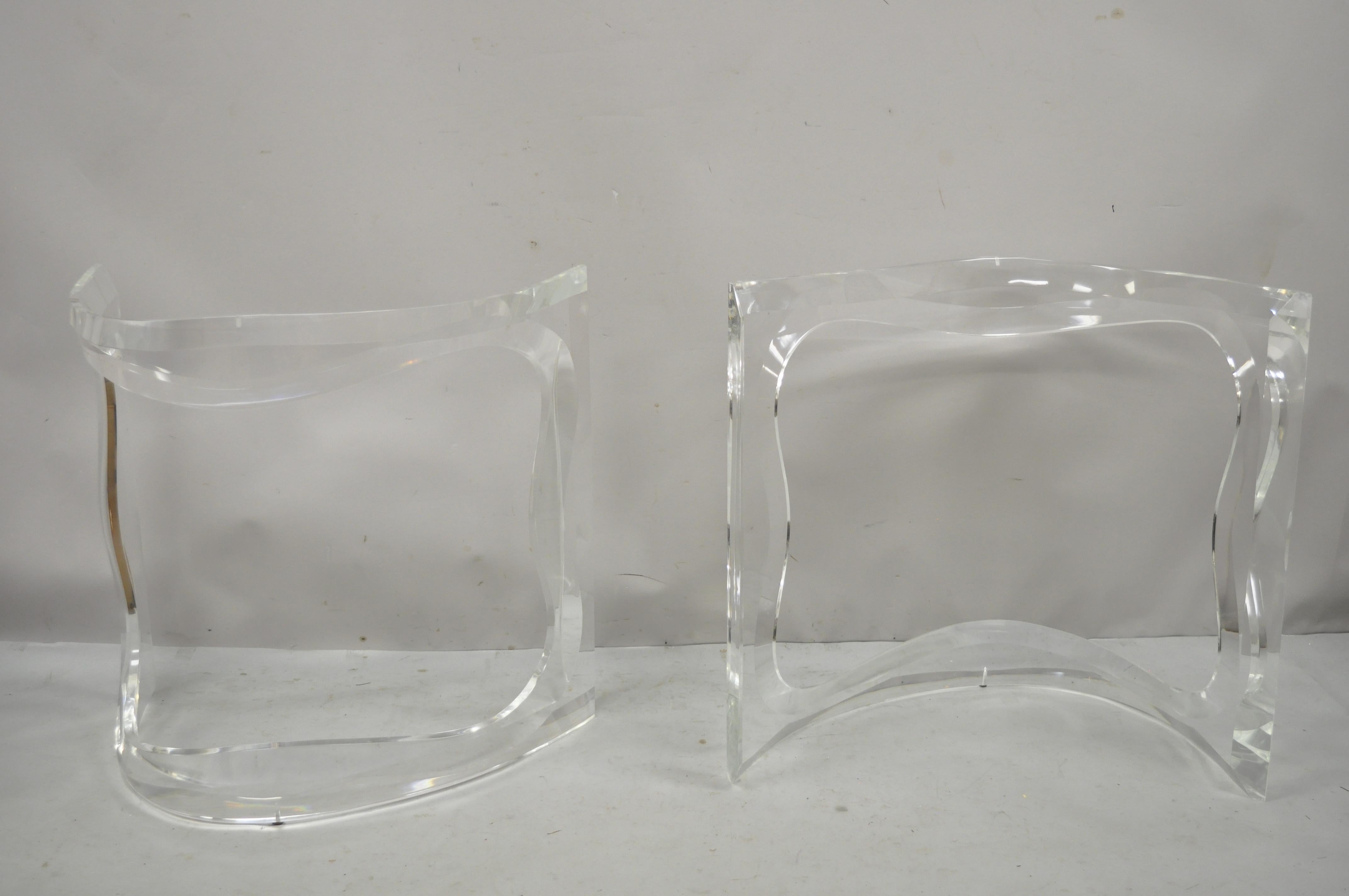 Mid Century Sculptural Lucite Double Pedestal Dining Desk Table Bases, a Pair For Sale 3