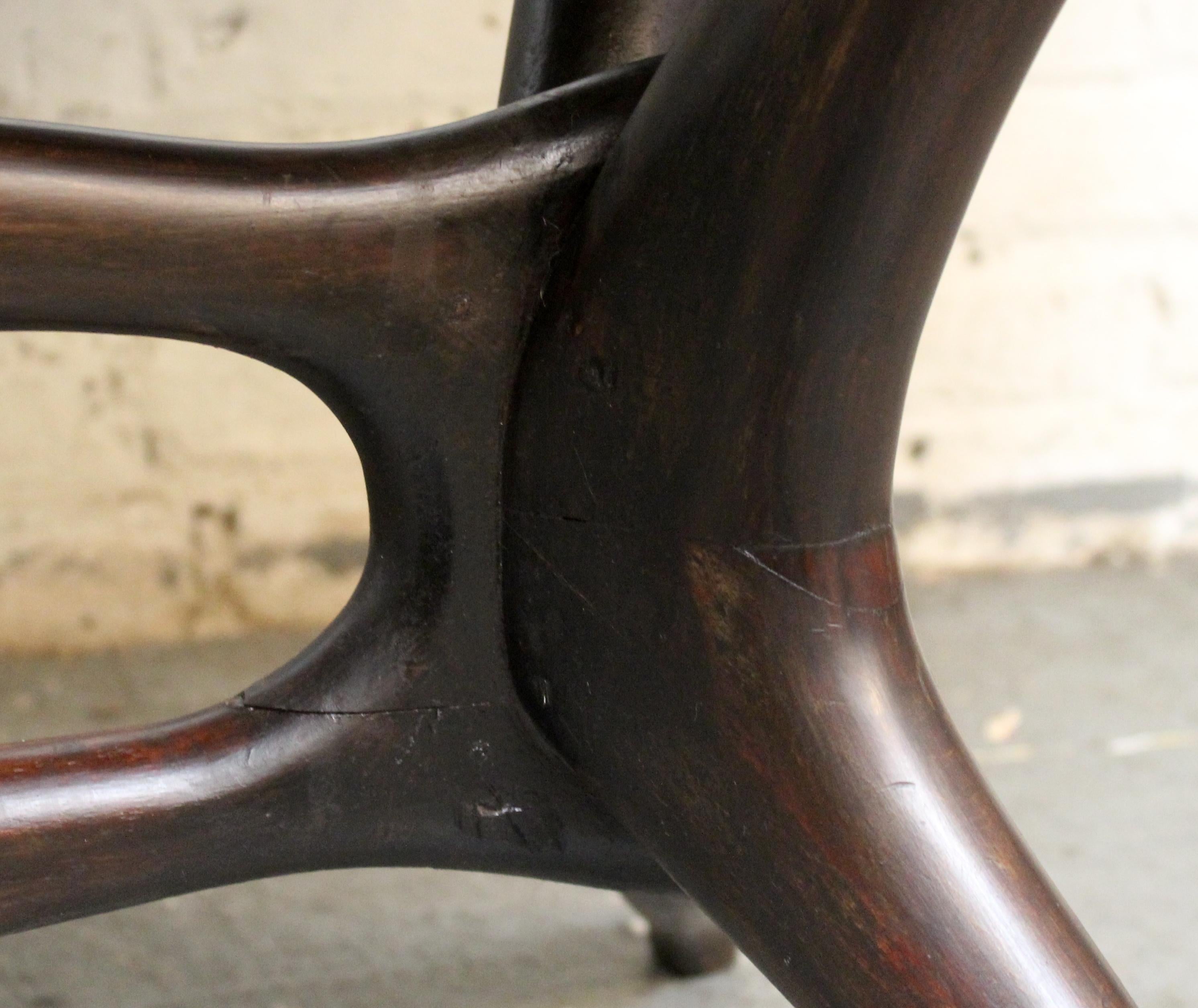 Mid-Century Sculptural Mahogany & Glass Italian Table by Dotti 8