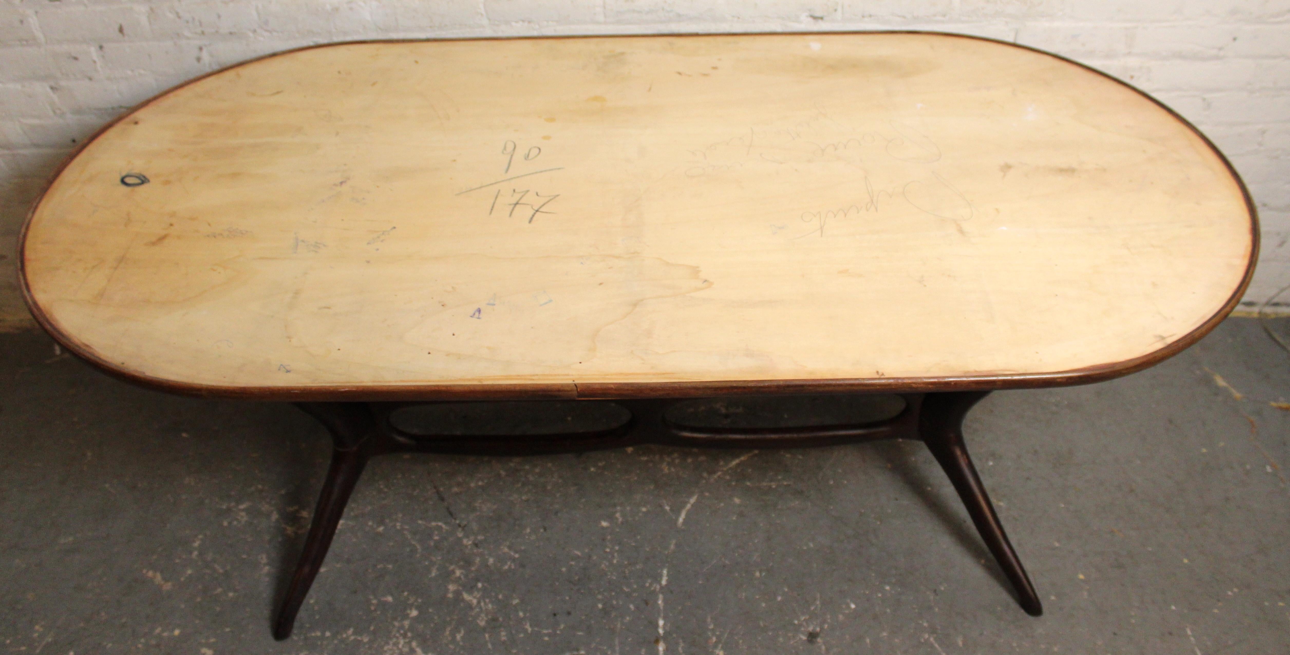 Mid-Century Sculptural Mahogany & Glass Italian Table by Dotti 10