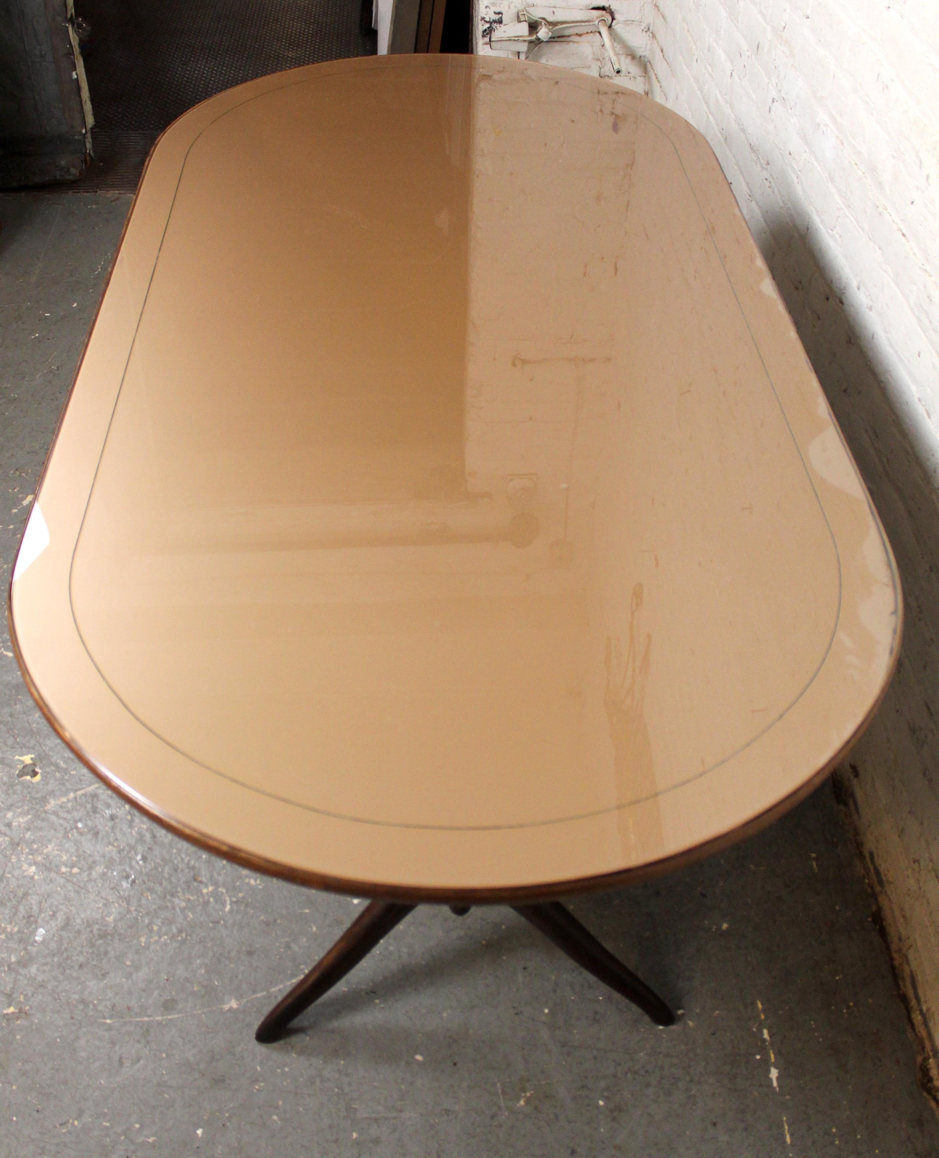 Carved Mid-Century Sculptural Mahogany & Glass Italian Table by Dotti