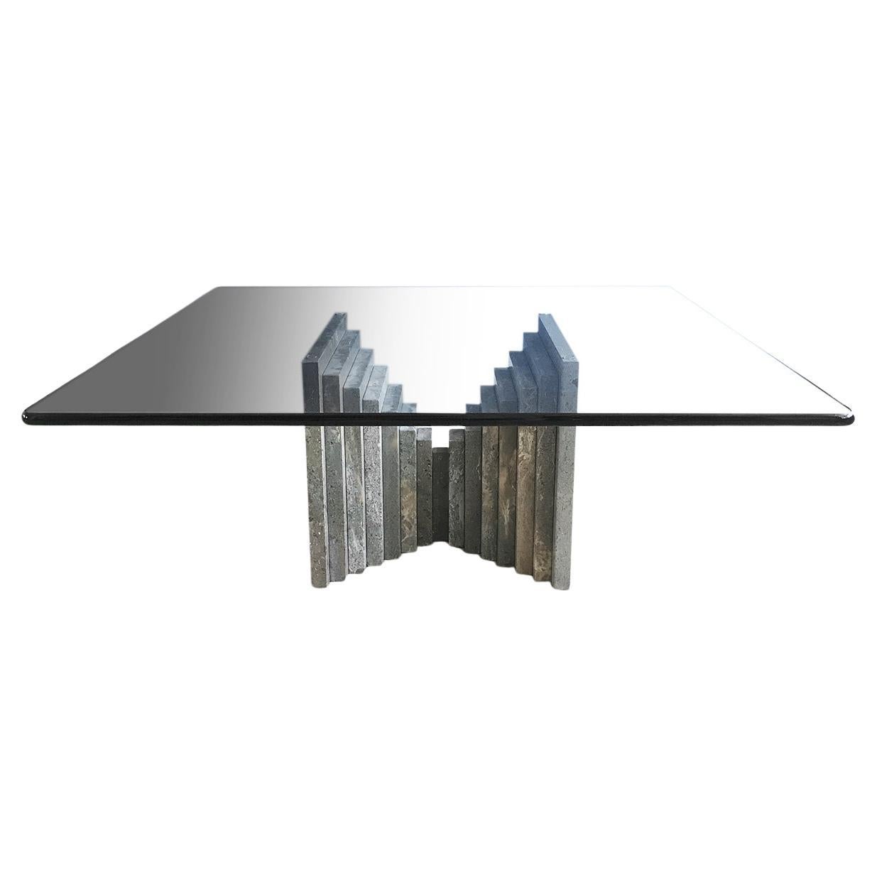 Mid Century Sculptural Marble And Glass Coffee Table