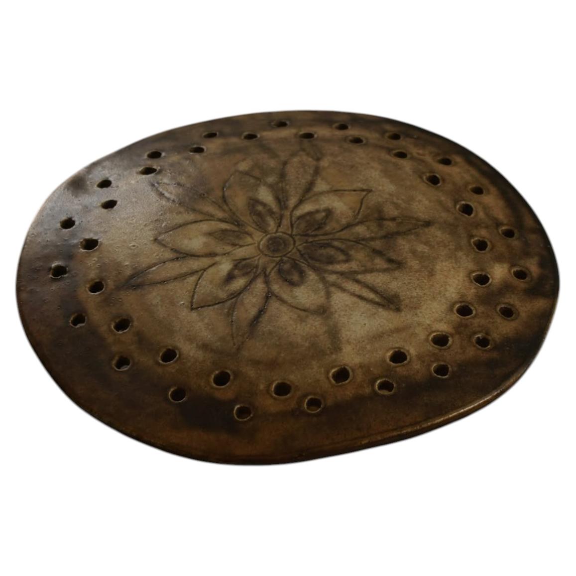 Mid-Century Sculptural Organic Danish Ceramic Wall Sconce, 1970s For Sale
