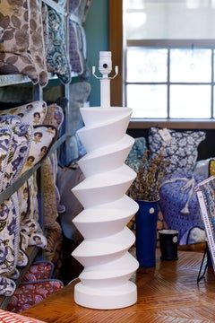 Mid Century Sculptural White Plaster Table Lamp