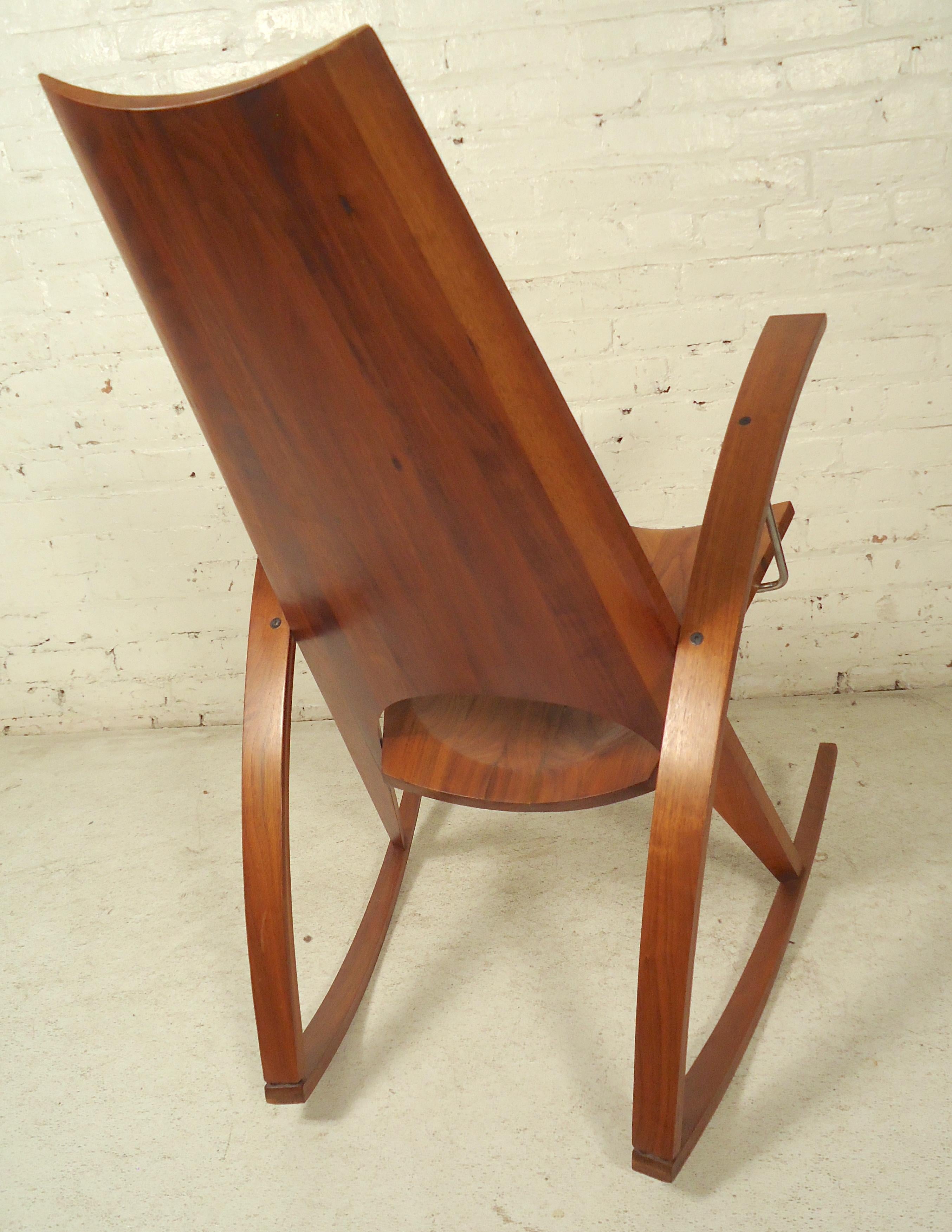 Wood Midcentury Sculptural Rocking Chair
