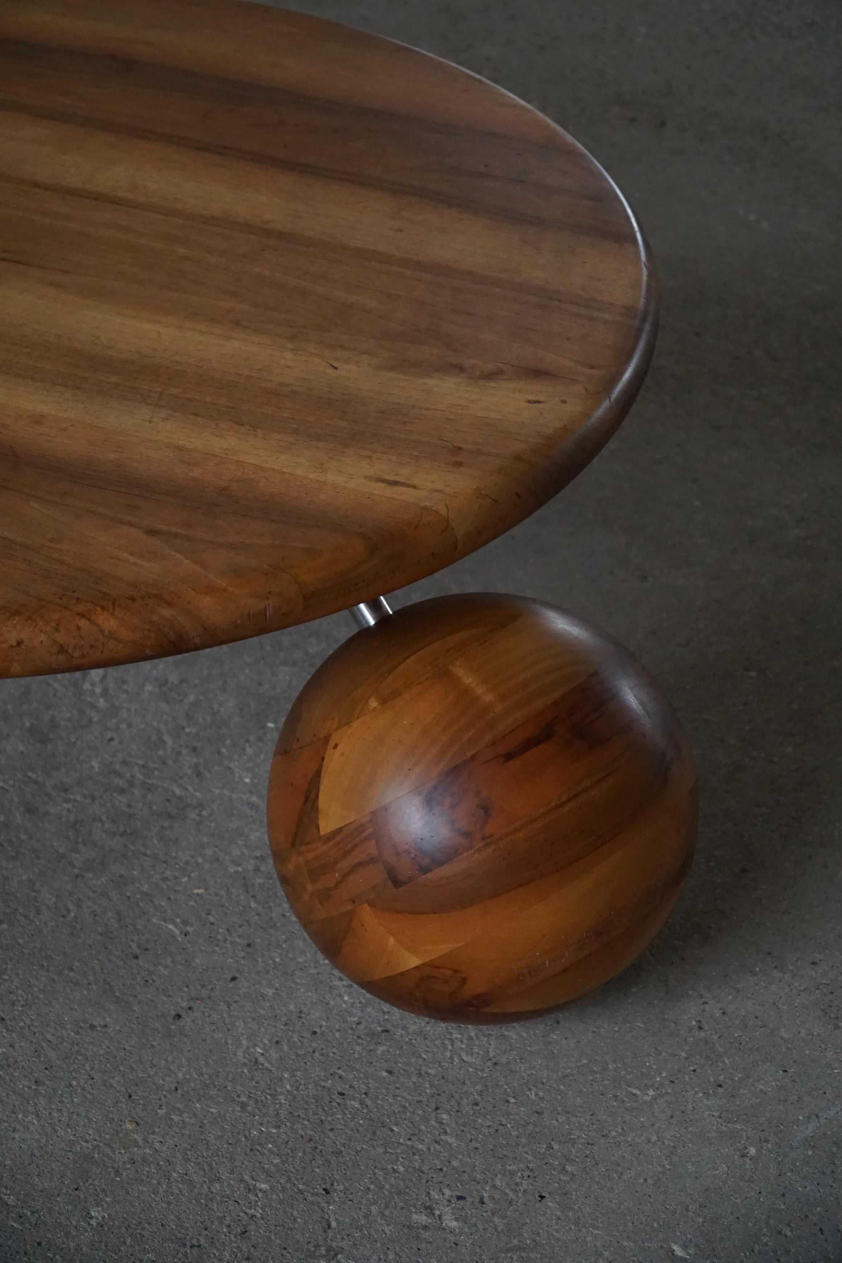 Midcentury, Sculptural Round Sofa/Coffee Table in Wood & Steel, 1970s 5