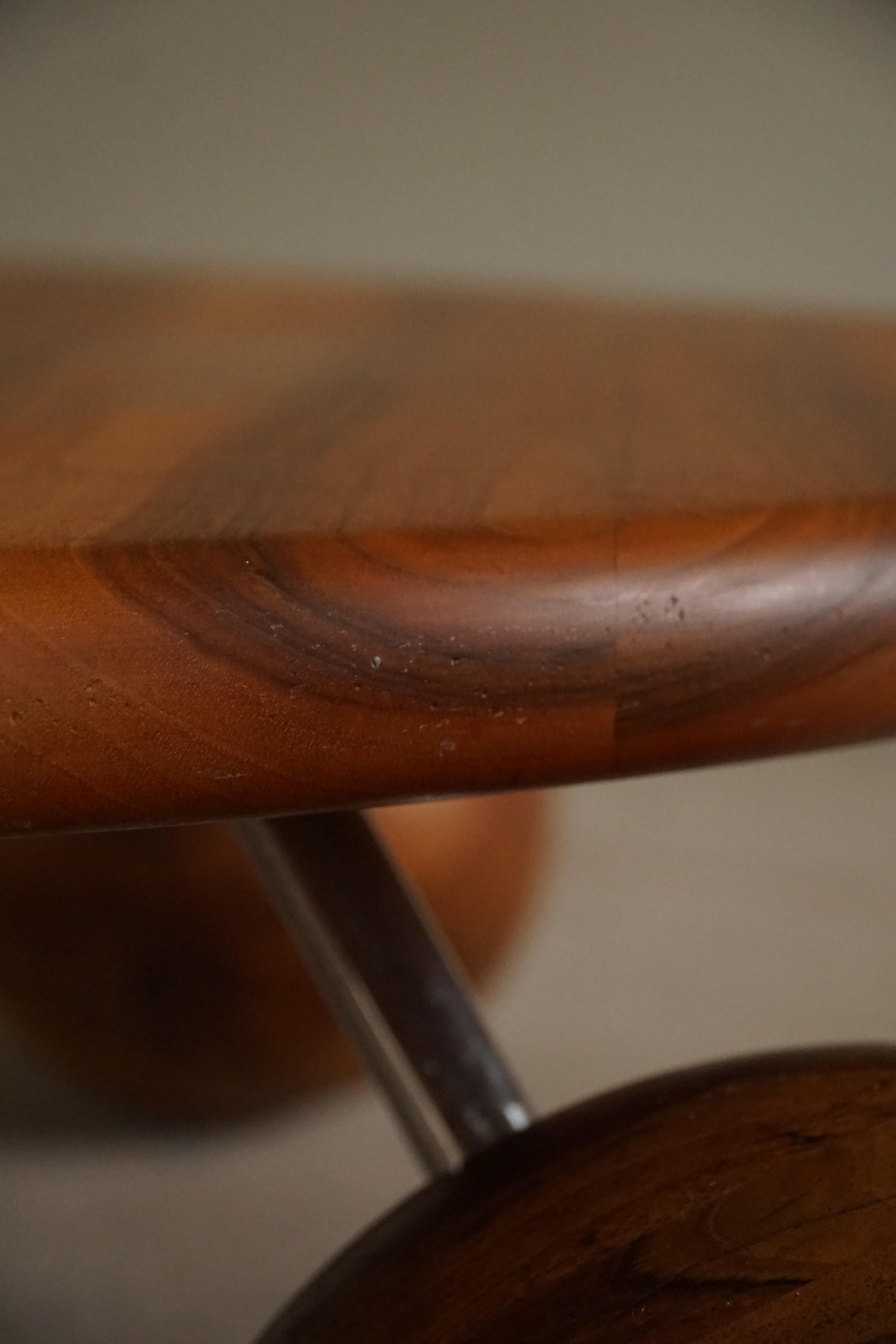 Midcentury, Sculptural Round Sofa/Coffee Table in Wood & Steel, 1970s 6