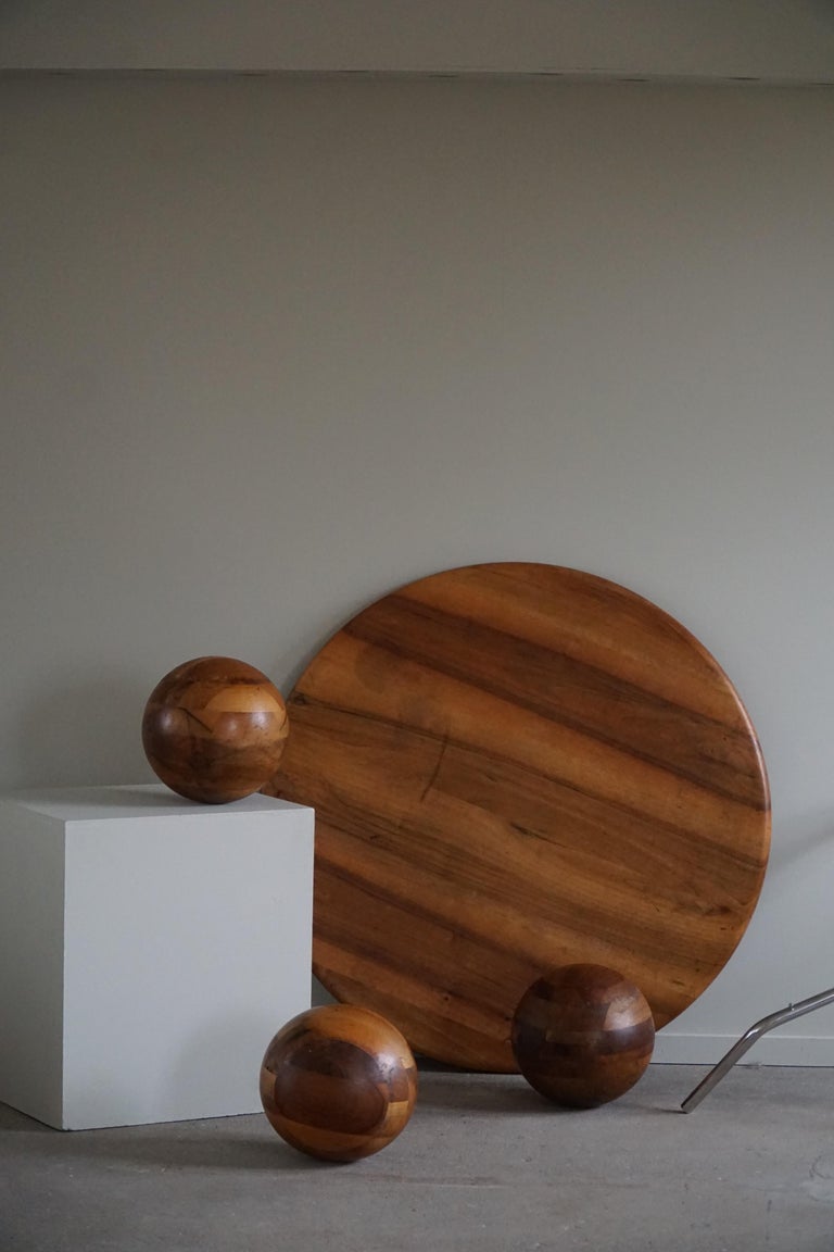 Midcentury, Sculptural Round Sofa/Coffee Table in Wood & Steel, 1970s In Good Condition For Sale In Odense, DK
