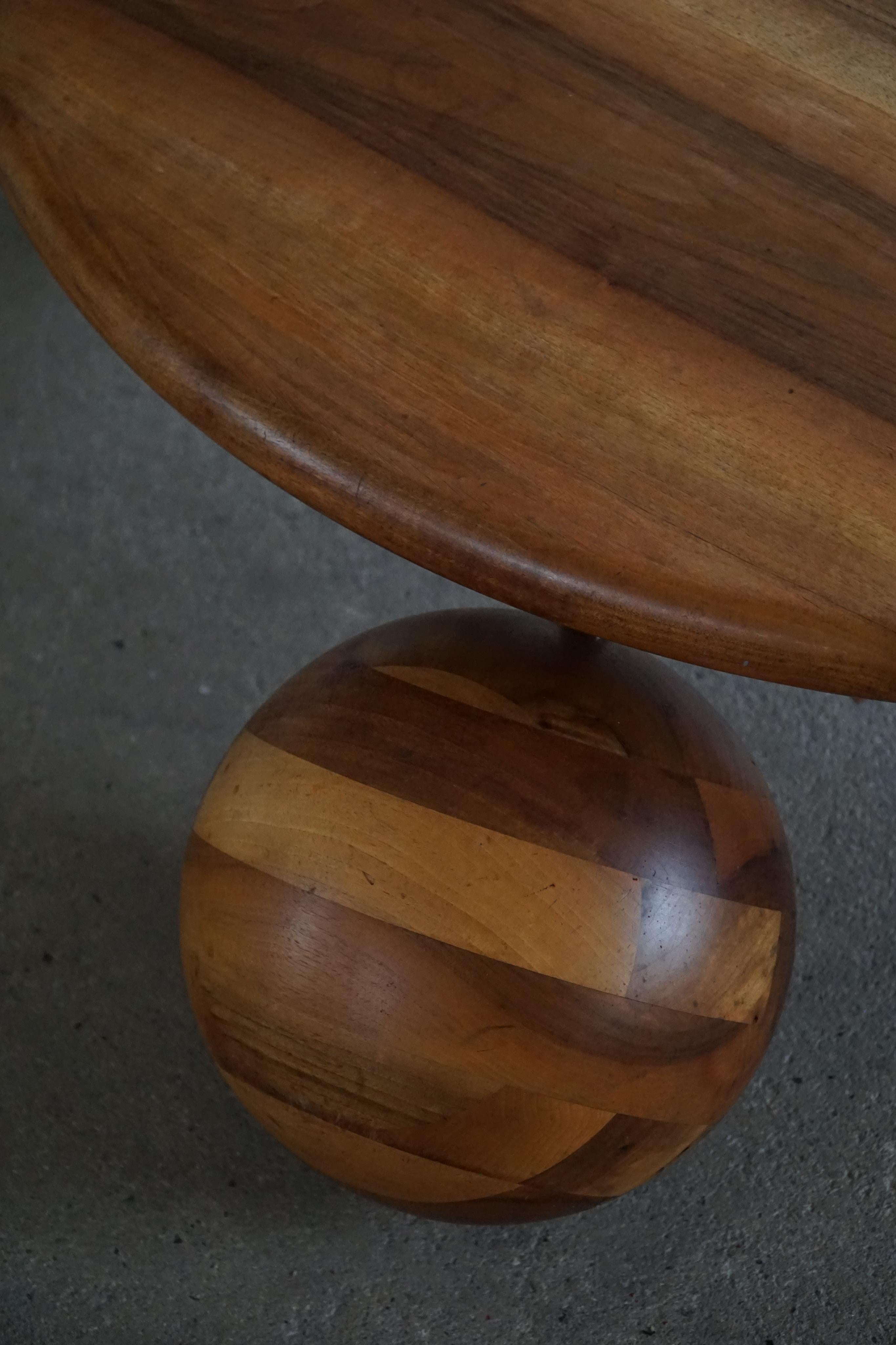 Midcentury, Sculptural Round Sofa/Coffee Table in Wood & Steel, 1970s 1