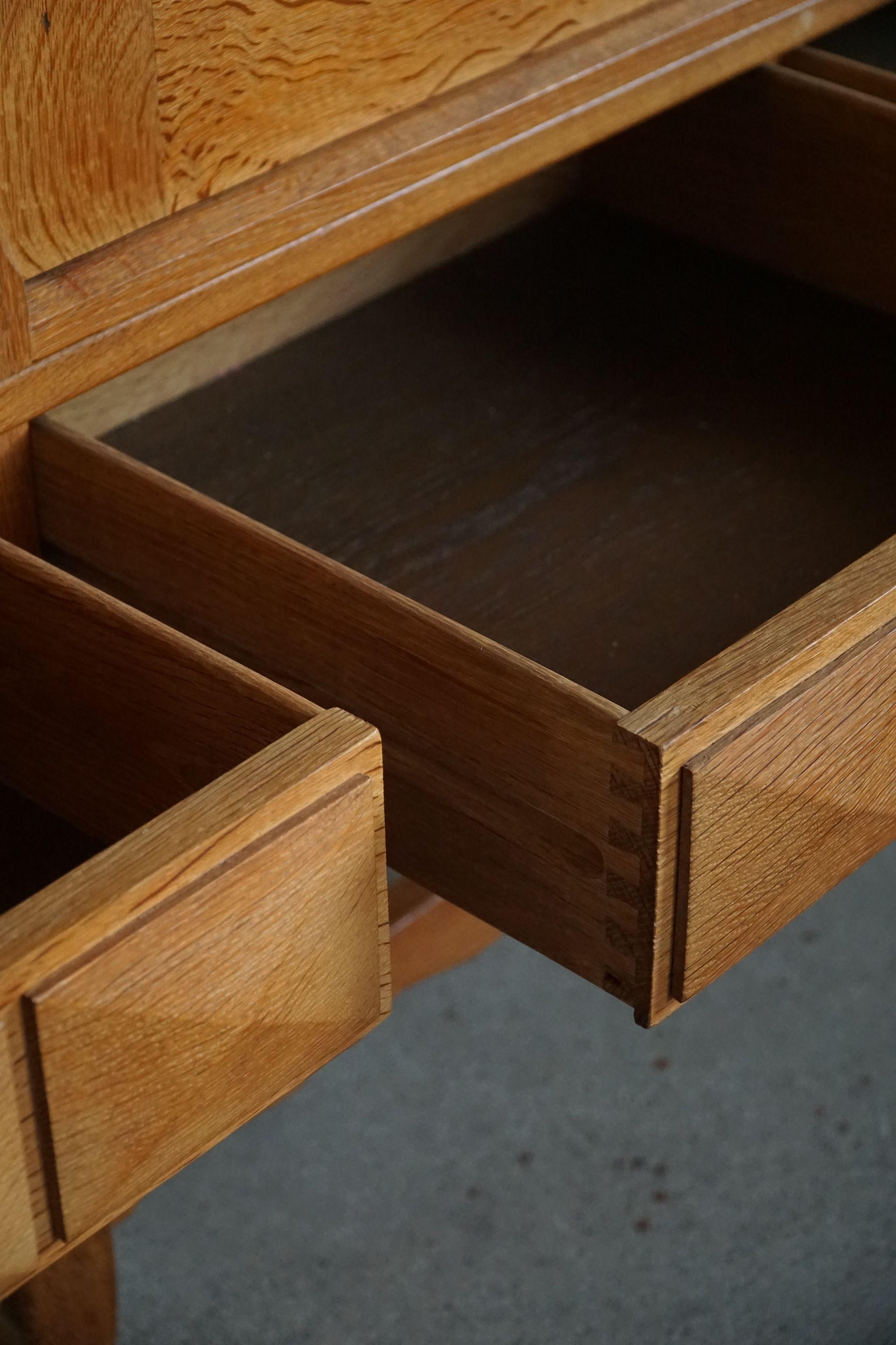 Mid Century Sculptural Sideboard in Solid Oak, by a Danish Cabinetmaker, 1950s For Sale 14