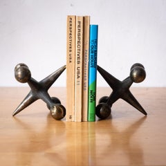 Mid Century Sculptural Solid Brass Jacks Bookends by Bill Curry for Design Line