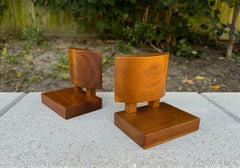 Mid Century Sculptural Solid Walnut Bookends, c.1960