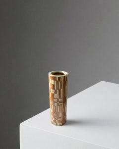 Mid-Century Sculptural Stoneware Vase with Geometric Relief, Gustavsberg, 1950s