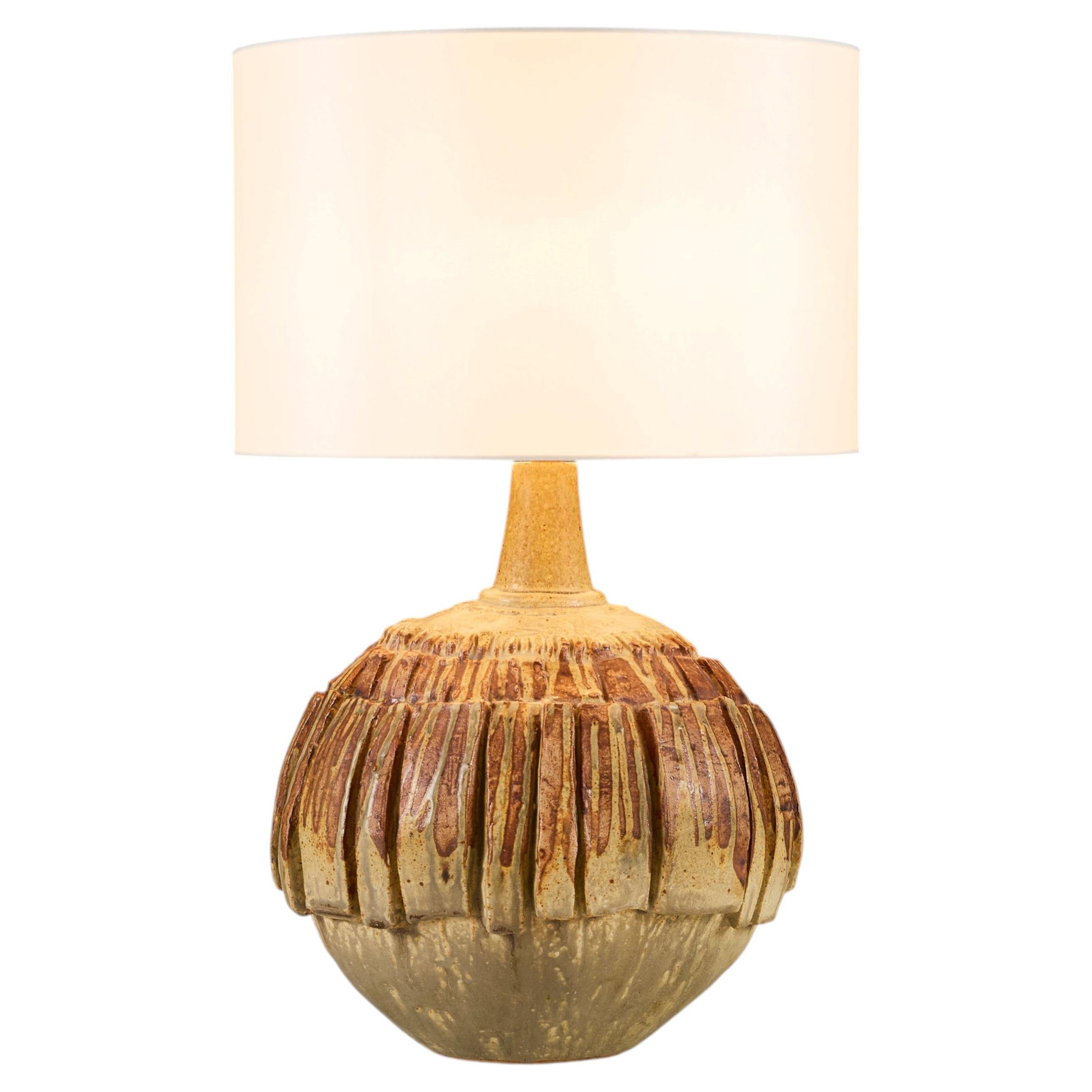 Brutalist Ceramic Table Lamp by Bernard Rooke, 1960s England