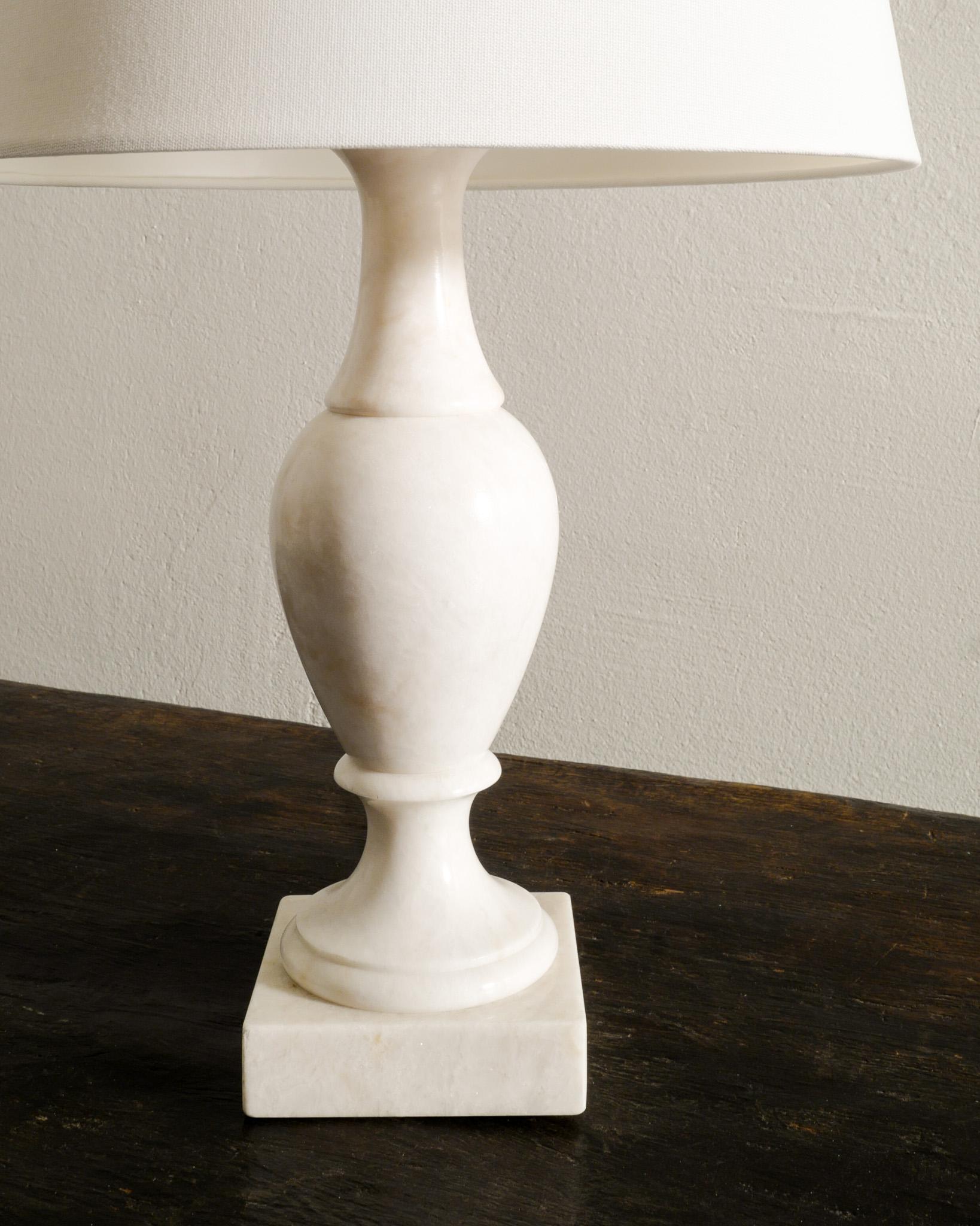 Swedish Mid Century Sculptural Table Desk Lamp in Solid White Marble Produced in 1960s For Sale