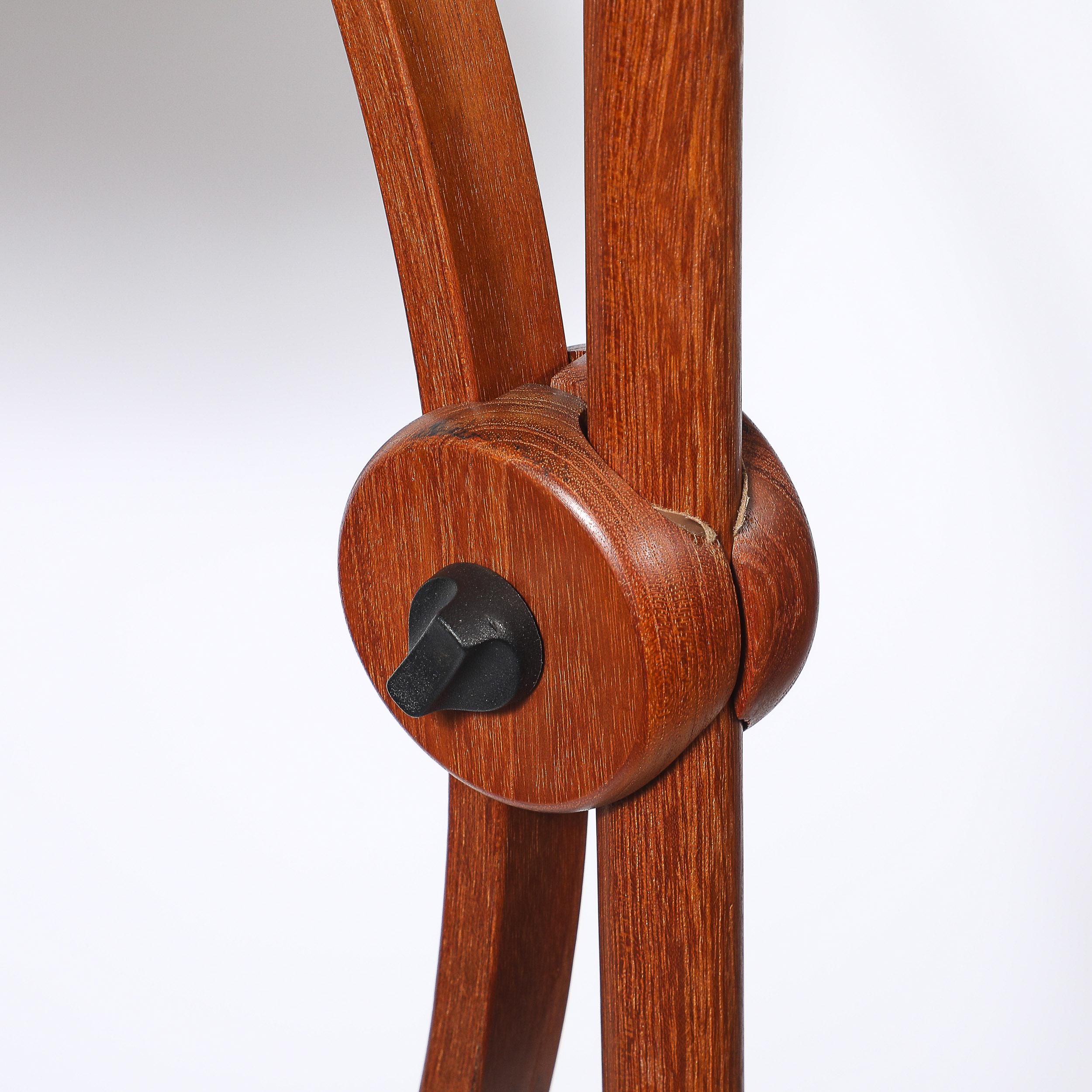 Teak Lampada da terra regolabile in teak scultoreo di metà secolo con paralume in carta d'archivio personalizzato in vendita
