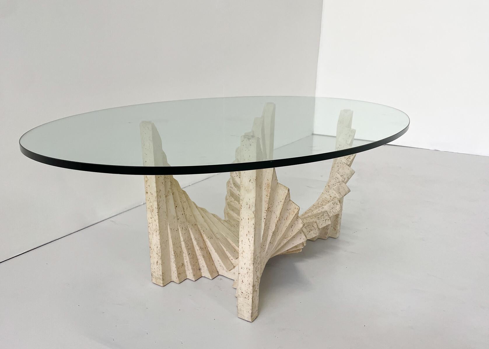 Late 20th Century Mid-Century Sculptural Travertine Coffee Table, Italy, 1970s For Sale